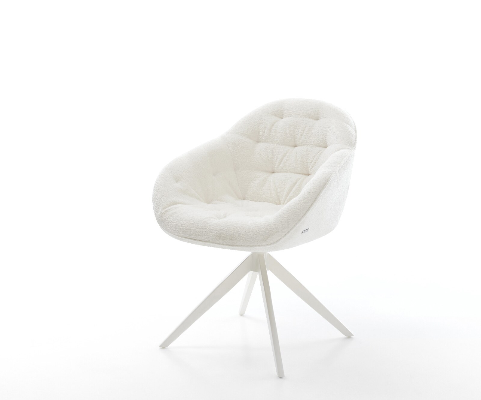 Drehstuhl Gaio-Flex Bouclé Soft Beige Kreuzgestell breit Weiß 360° drehbar Wippfunktion 1