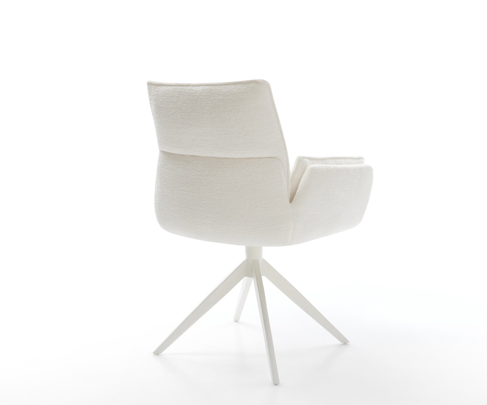 Drehstuhl Nela-Flex Bouclé Soft Beige Kreuzgestell breit Weiß 360° drehbar Wippfunktion 4