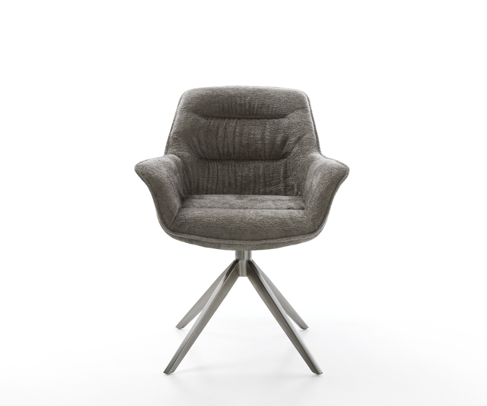 Chaise-pivotante Kaira-Flex bouclé doux couleur boue pied croisé large grafiete pivotement sur 360° fonction bascule 2