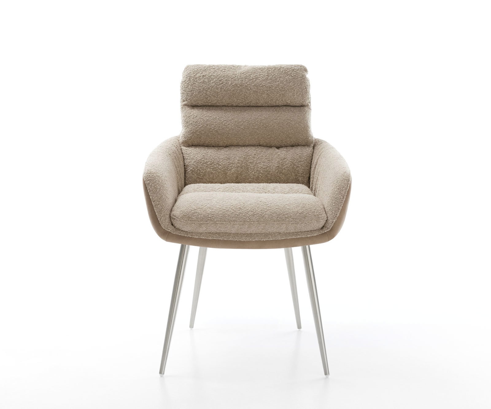 Esszimmerstuhl Abelia-Flex mit Armlehnen Materialmix Schlamm 4-Fuß konisch Edelstahl 1 Esszimmerstuhl Abelia-Flex mit Armlehnen Materialmix Schlamm 4-Fuß konisch Edelstahl 1