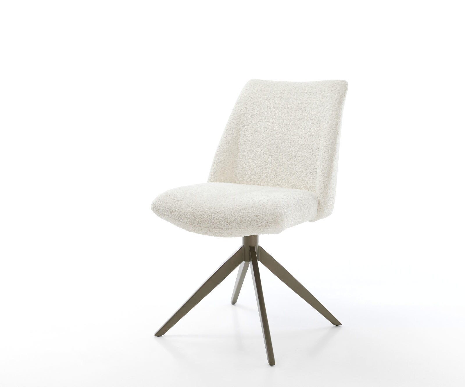 Chaise-pivotante Elso-Flex bouclé blanc pied croisé large aspect titane pivotement sur 360° fonction bascule ressorts ensachés