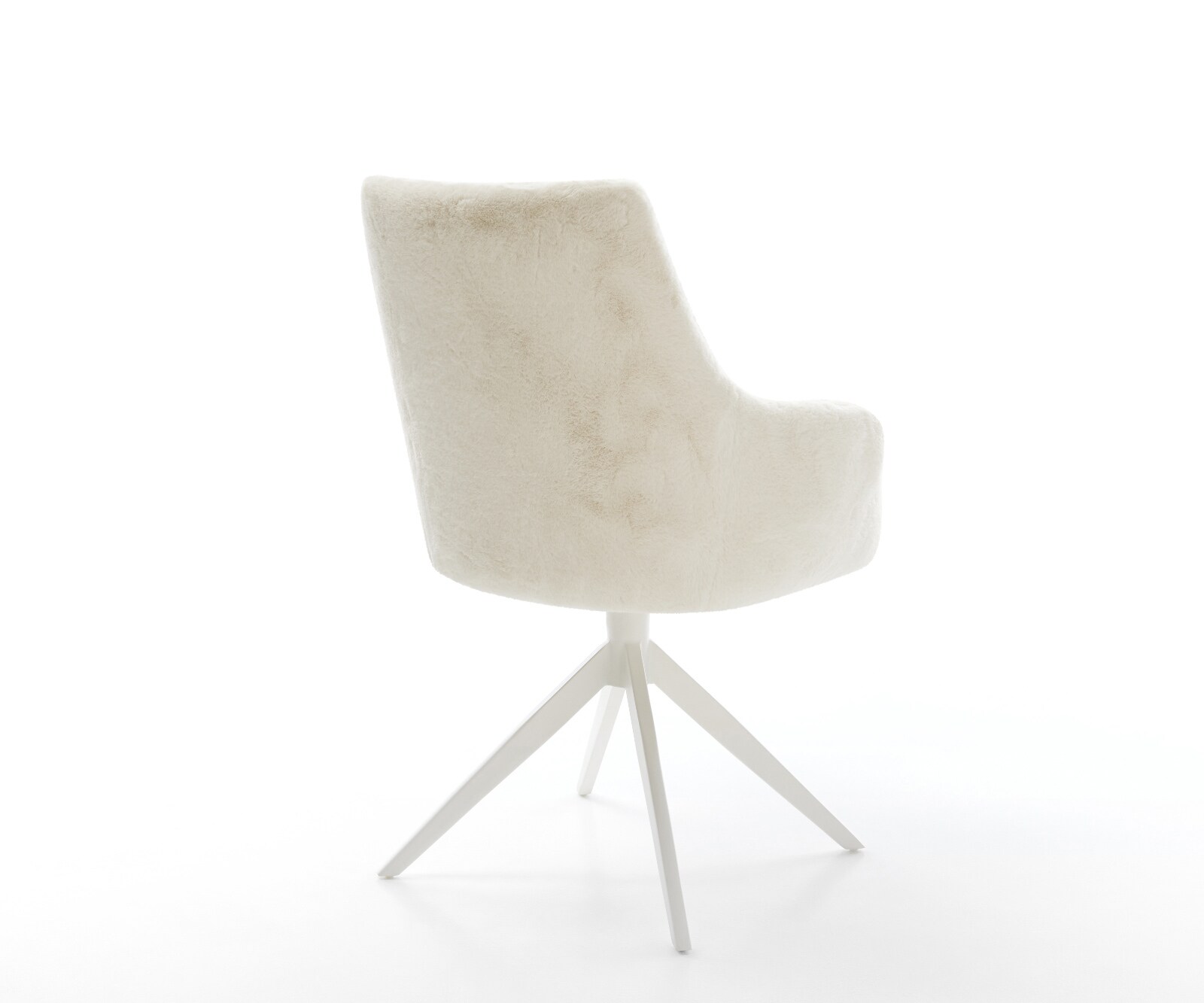 Chaise-pivotante Alja-Flex avec accoudoirs peluche crème-blanc pied croisé large blanc pivotement sur 360° fonction bascule resorts ensachés 5