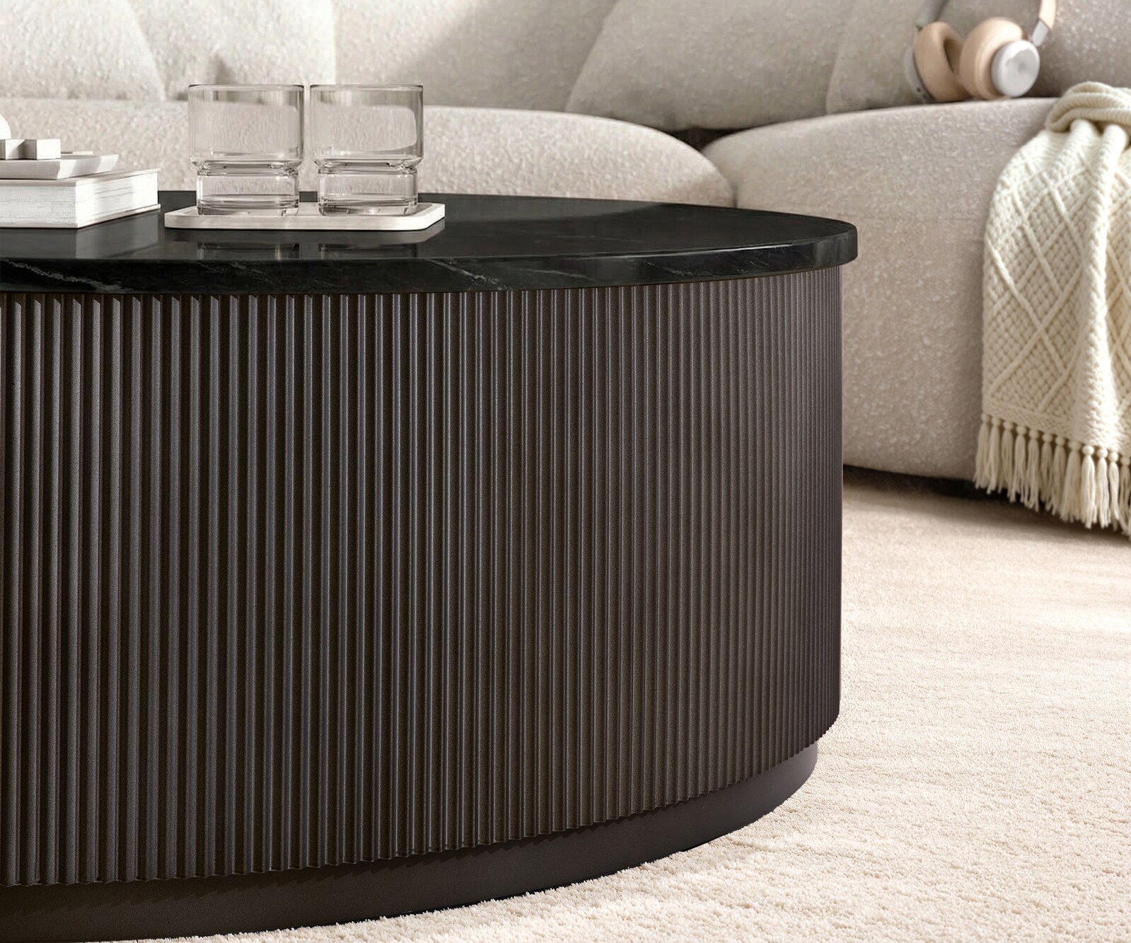 Couchtisch Fiorano 90x90 cm Marmor Schwarz Silber Metall Black Antique 2