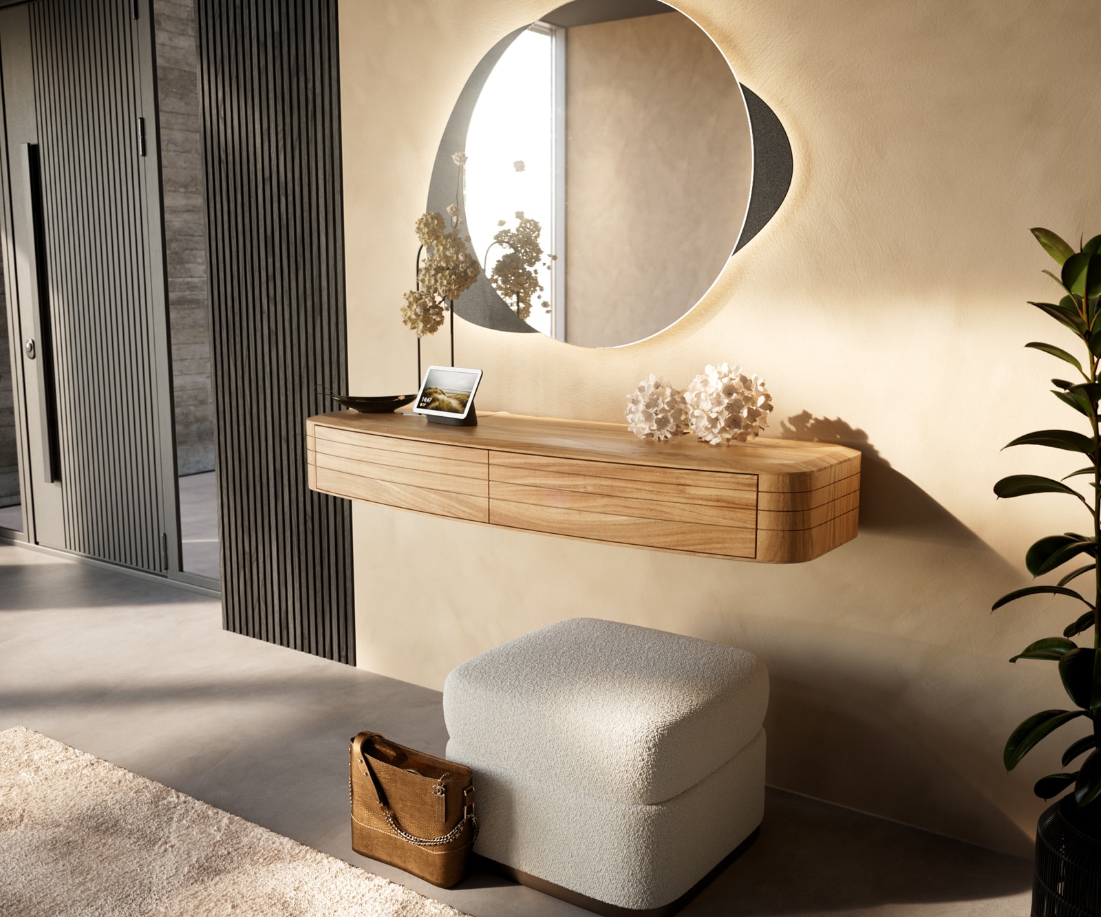 Konsolentisch Nagaru 125x40 cm Akazie Aura 2 Schubladen schwebend Konsolentisch Nagaru 125x40 cm Akazie Aura 2 Schubladen schwebend