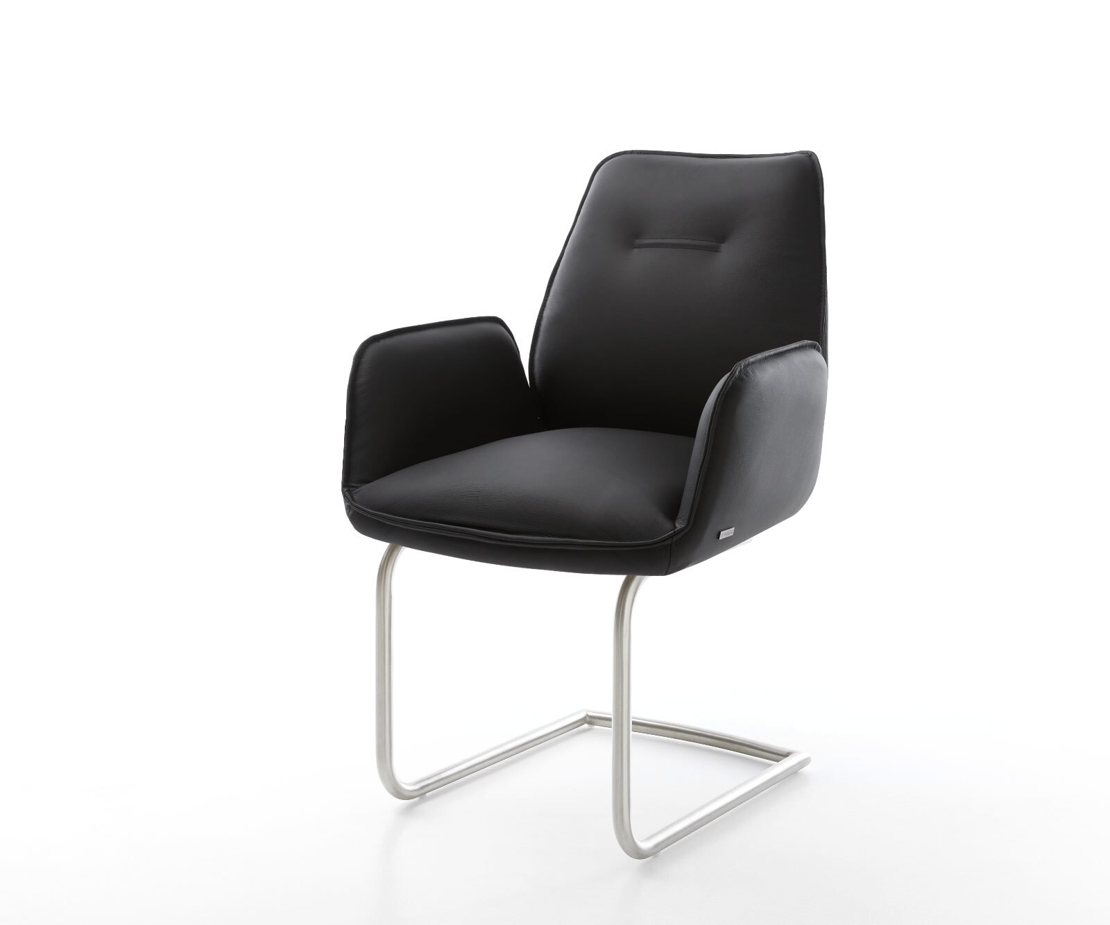 Freischwinger Zoa-Flex Echt-Leder Schwarz Freischwinger rund Edelstahl Taschenfederkern
