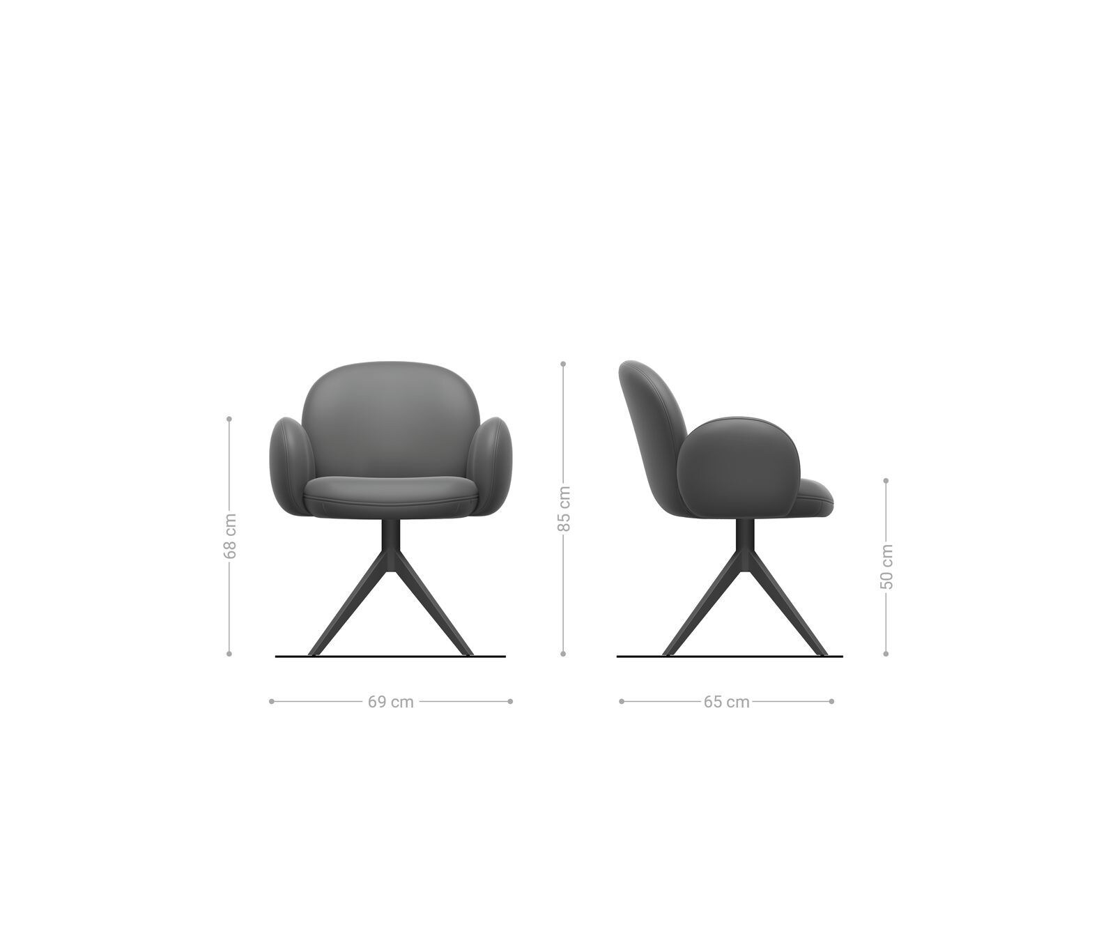Drehstuhl Nube-Flex mit Armlehnen Chenille Rost Kreuzgestell breit Effektfinish Titan 360° drehbar Wippfunktion Taschenfederkern 5