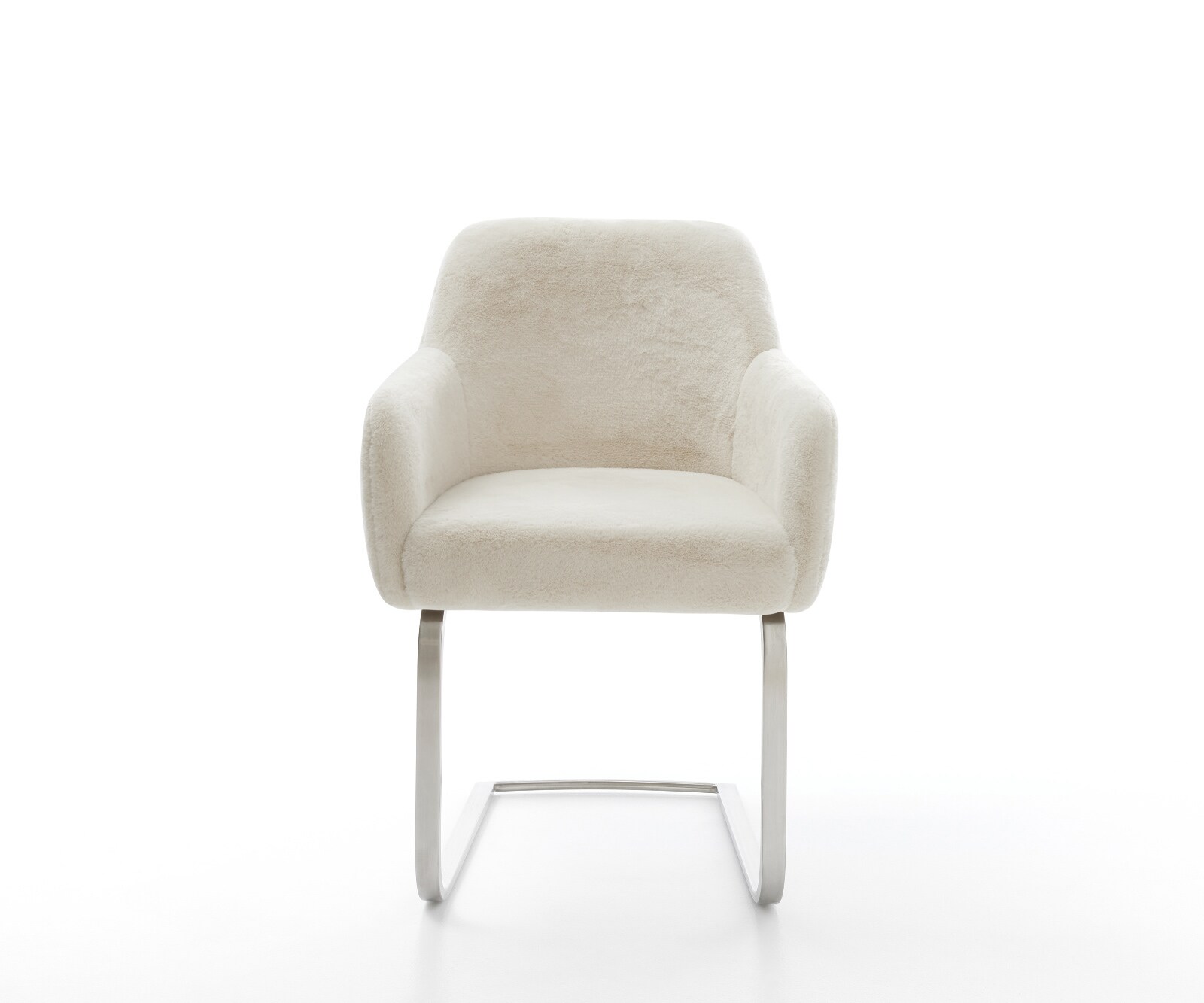 Freischwinger Greg-Flex Plüsch Creme-Weiß Freischwinger flach Edelstahl Taschenfederkern 1