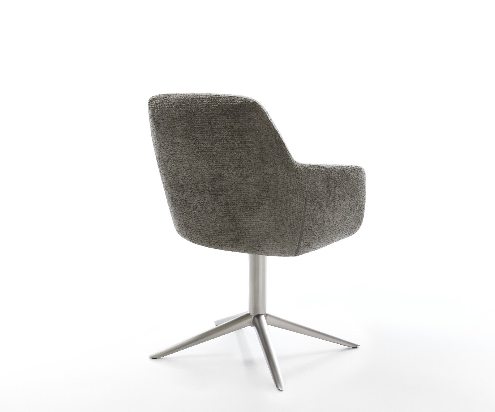 Chaise-pivotante Pejo-Flex bouclé doux couleur boue pied de chaise 4 branches acier inoxydable pivotement sur 360° fonction bascule resorts ensachés 5