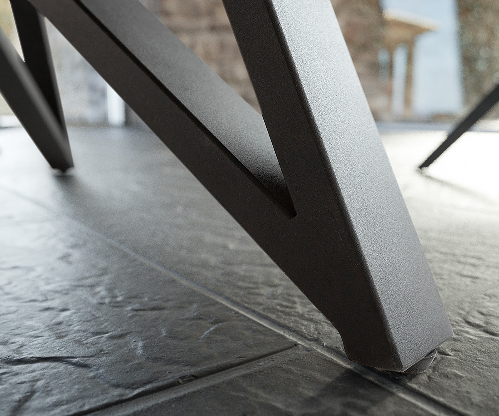 Esstisch Carlow 130/200x95 cm Keramik Grau Metall ausziehbar 6 Esstisch Carlow 130/200x95 cm Keramik Grau Metall ausziehbar 6