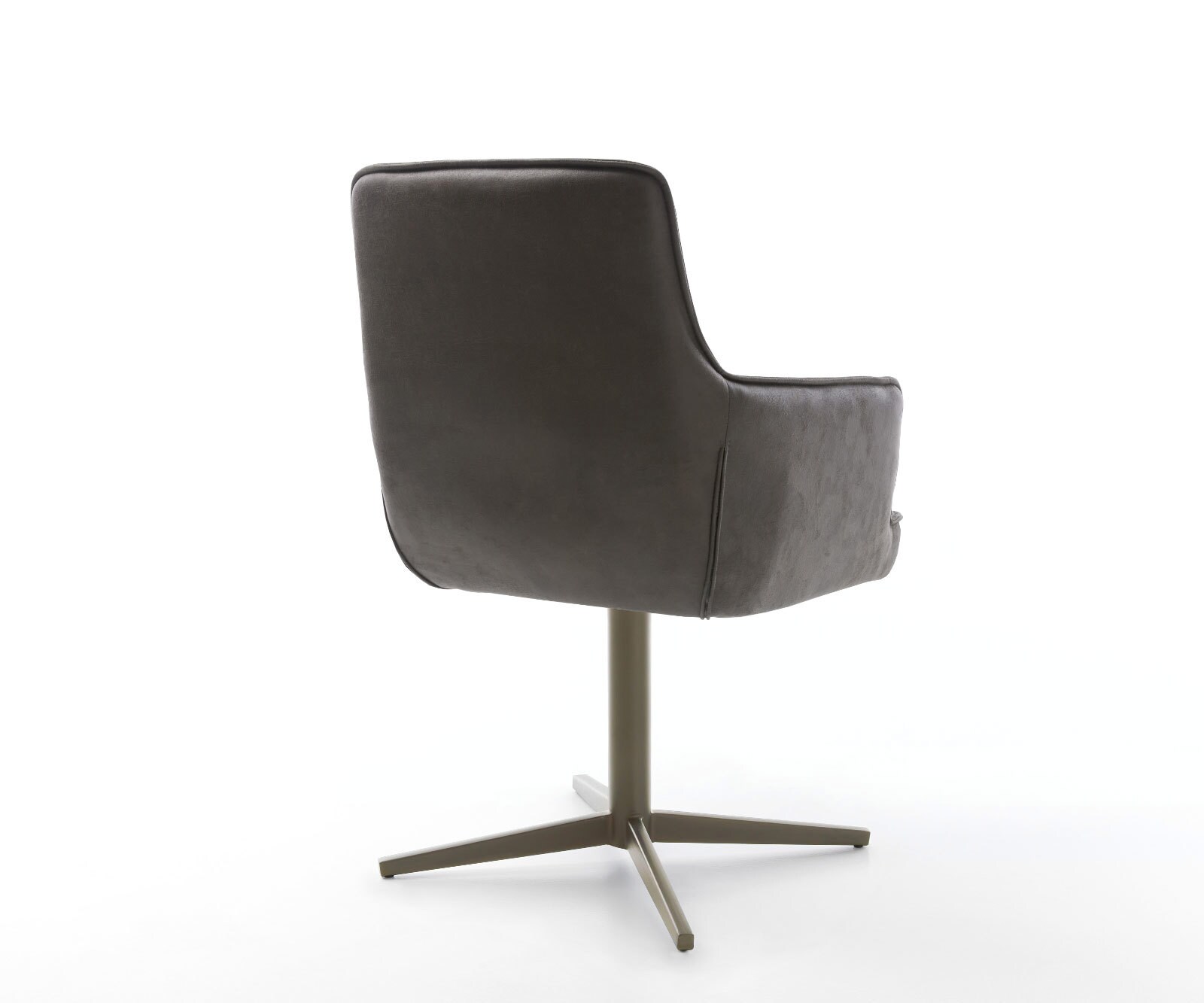 Chaise-pivotante Heira-Flex avec accoudoirs microvelours anthracite vintage pied de chaise 4 branches aspect titane pivotement sur 360° ressorts ensachés 4