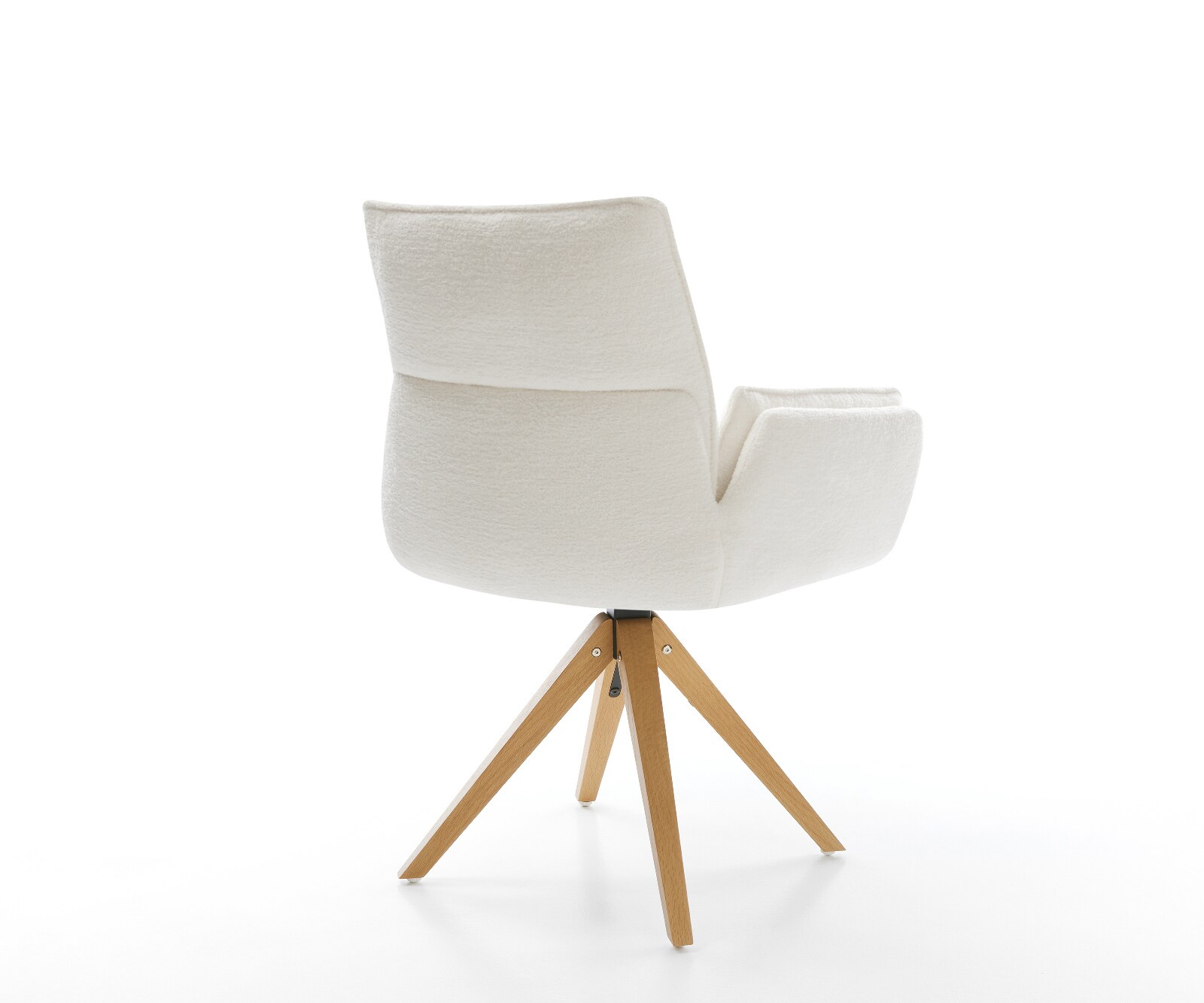 Drehstuhl Nela-Flex Bouclé Soft Beige Holzgestell kantig Natur 360° drehbar 5