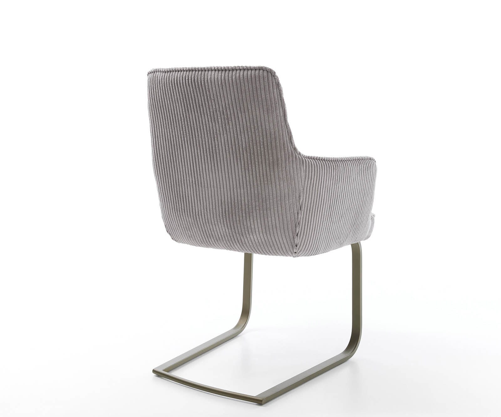 Freischwinger Heira-Flex mit Armlehnen Cord Silbergrau Freischwinger flach Effektfinish Titan Taschenfederkern 5