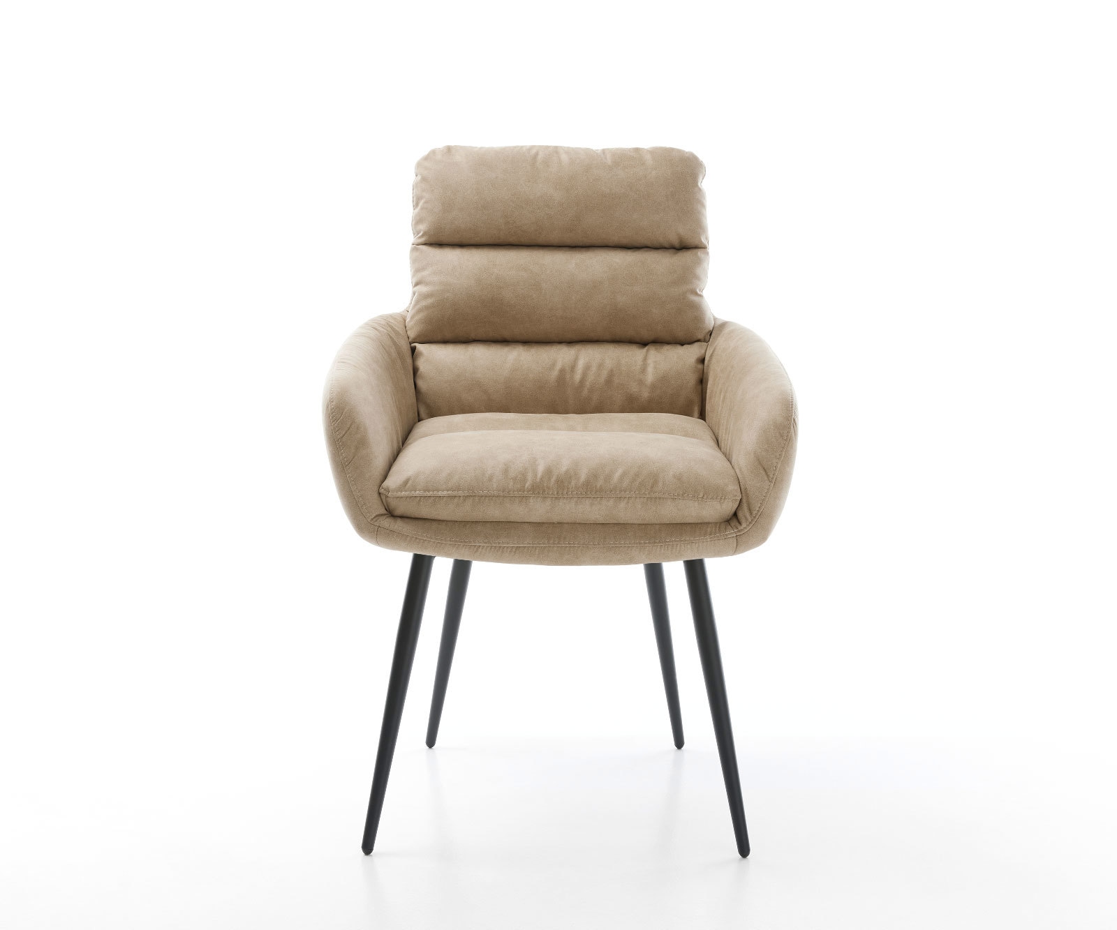 Esszimmerstuhl Abelia-Flex mit Armlehnen Mikrofaser Beige Vintage 4-Fuß konisch Schwarz 1 Esszimmerstuhl Abelia-Flex mit Armlehnen Mikrofaser Beige Vintage 4-Fuß konisch Schwarz 1