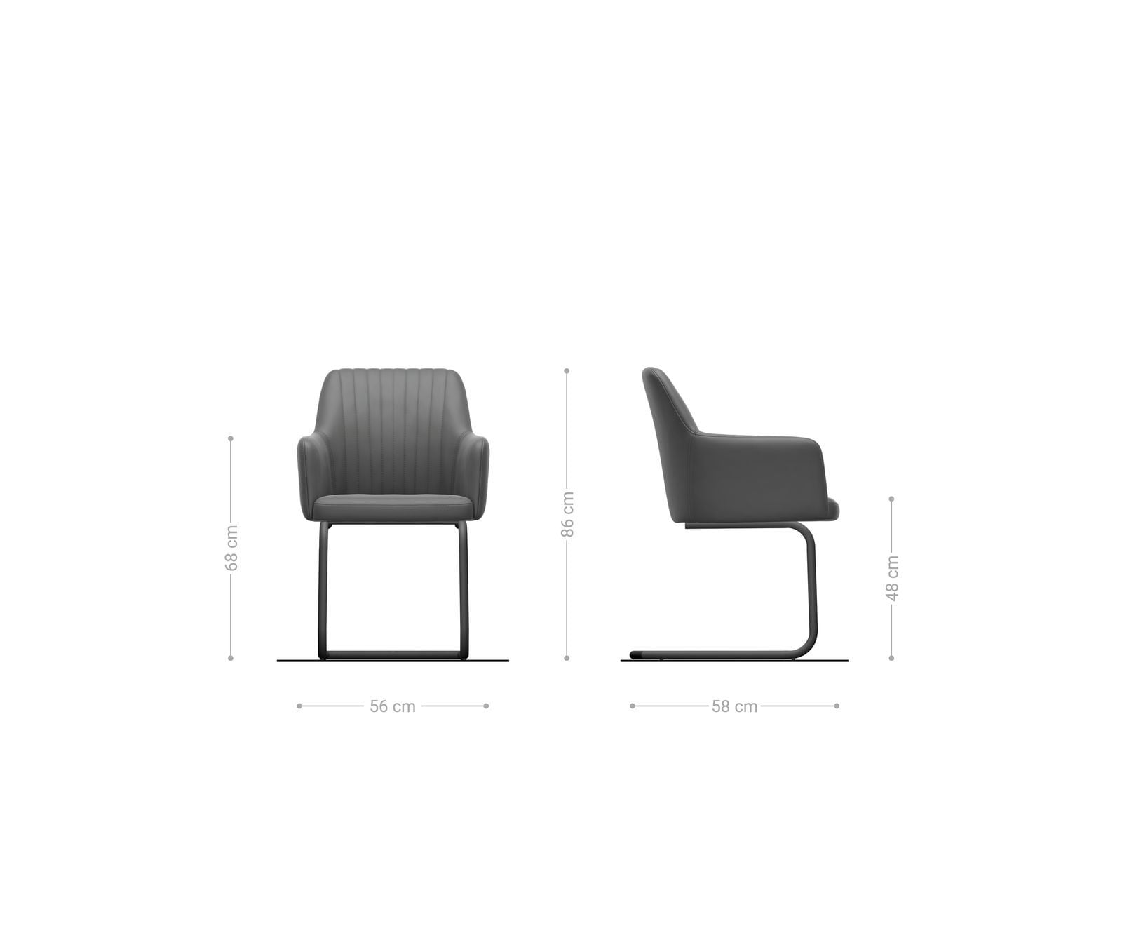 Cantilever Greg-Flex microvelours gris antique pied cantilever rond noir ressorts ensachés 6