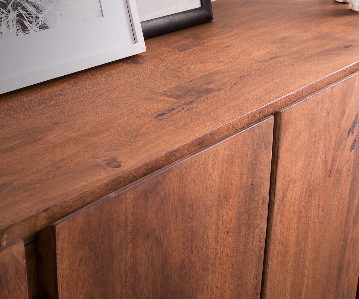 Sideboard Live-Edge 220 cm Akazie Braun massiv 6 Türen 4