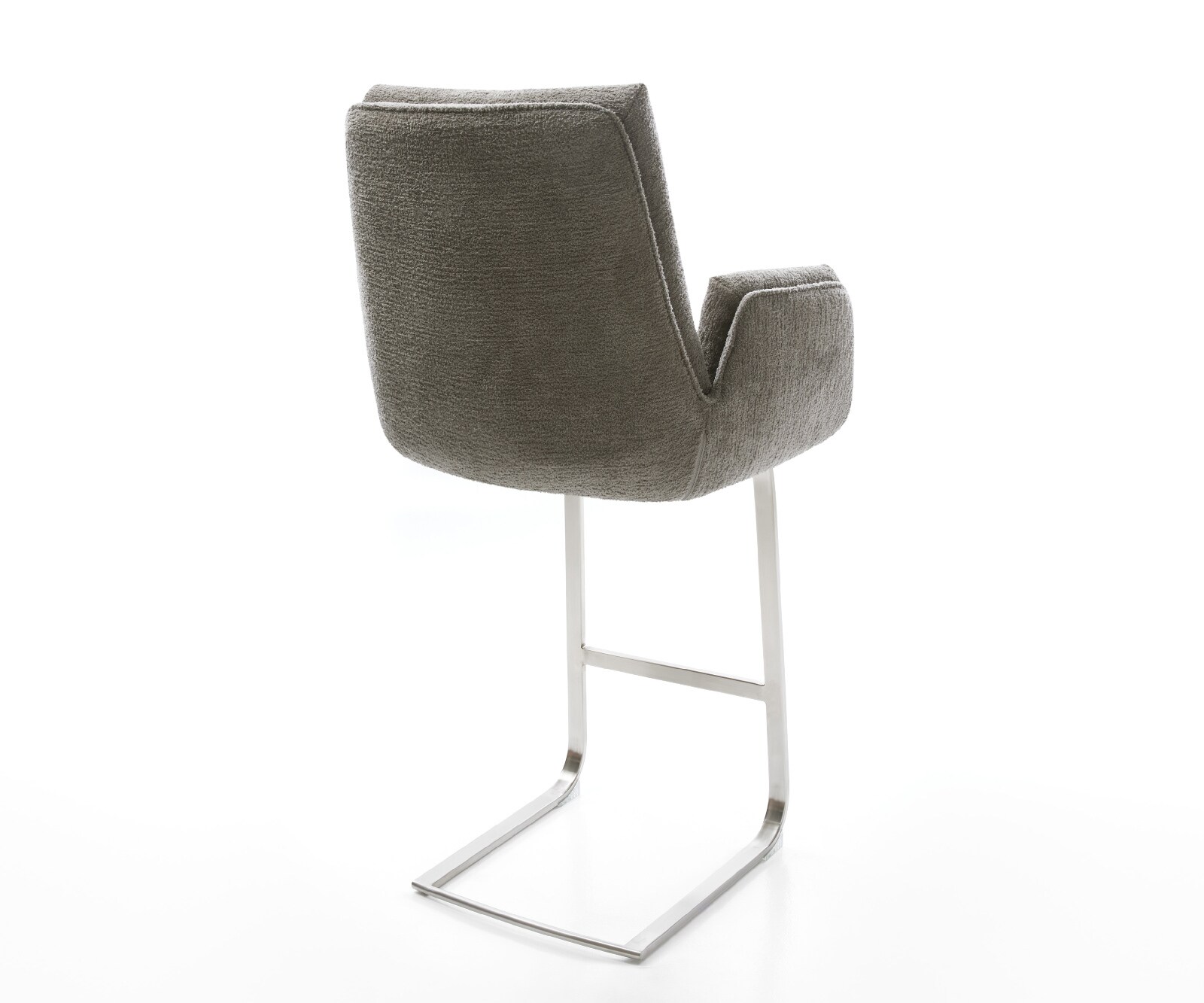 Barstuhl Clea-Flex Bouclé Soft Schlamm Freischwinger Flach Edelstahl Silberfarben 4