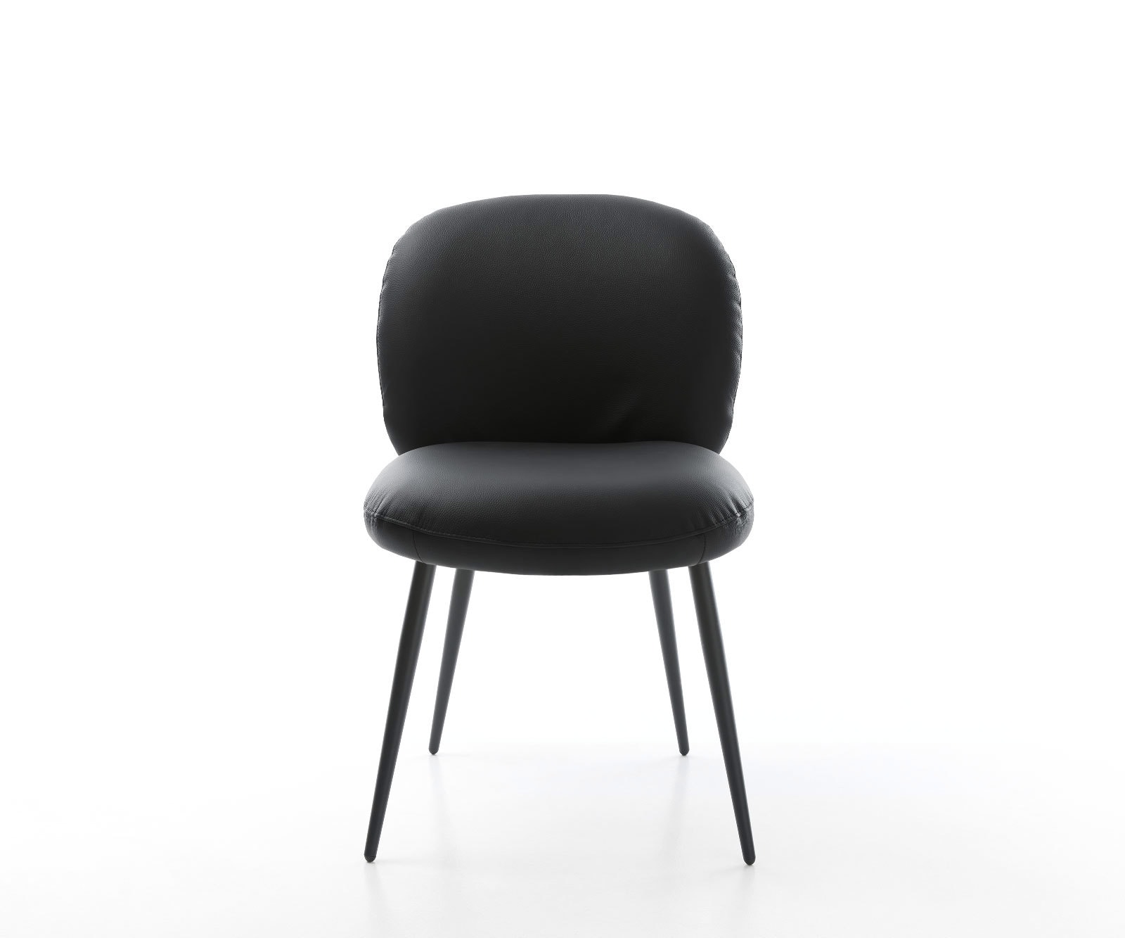 Chaise-de-salle-à-manger Nube-Flex cuir de vache noir 4 pieds coniques noir ressorts ensachés 2 Chaise-de-salle-à-manger Nube-Flex cuir de vache noir 4 pieds coniques noir ressorts ensachés 2