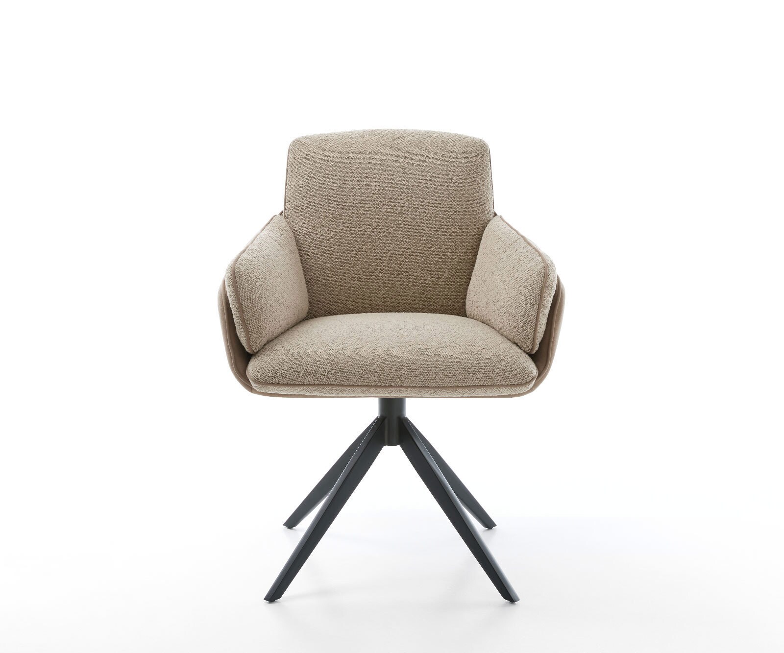 Chaise-pivotante Luan-Flex avec accoudoirs tissu mixte couleur boue pied croisé large noir pivotement sur 360° 1