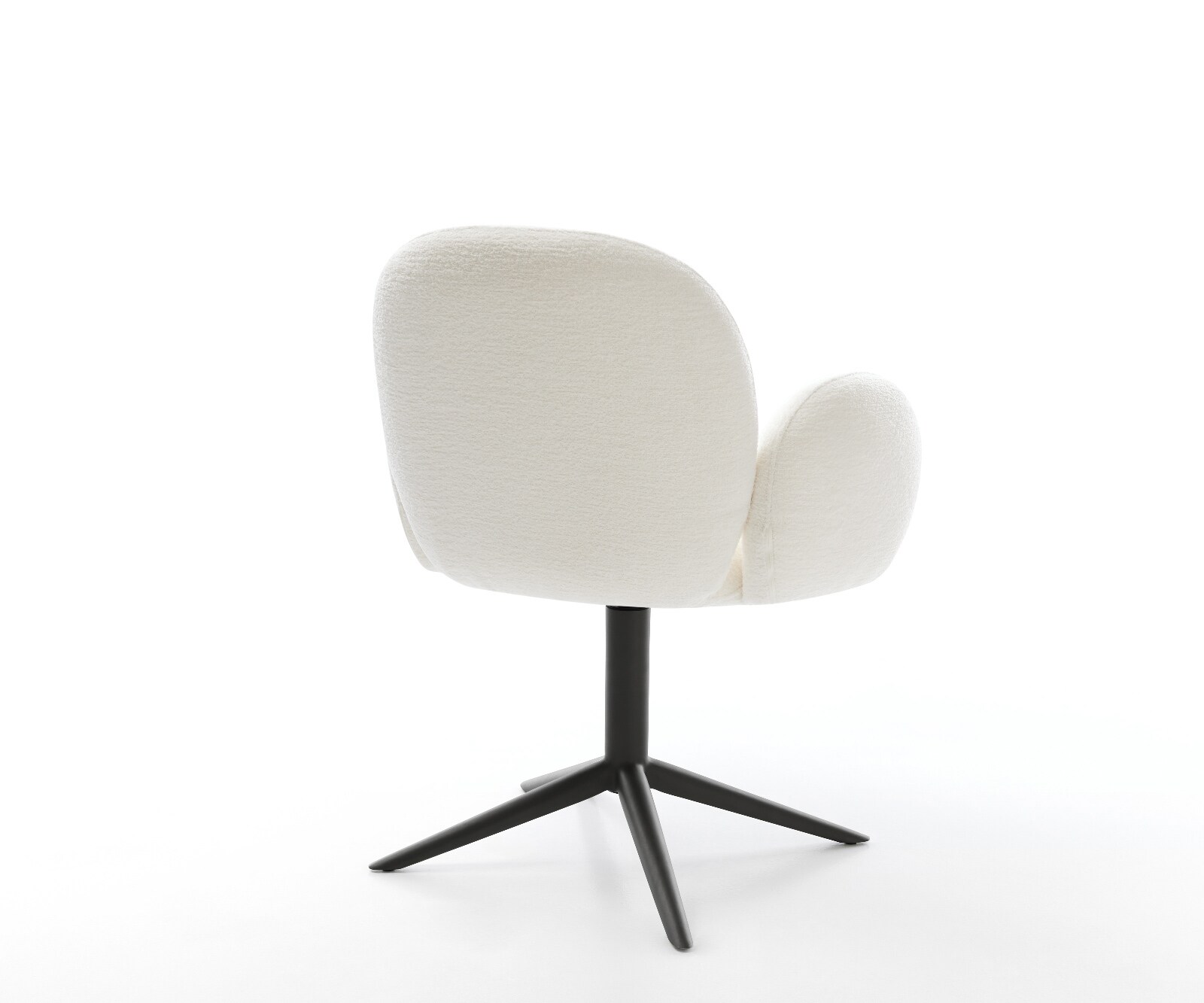 Chaise-pivotante Nube-Flex avec accoudoirs bouclé doux beige pied de chaise 4 branches noir pivotement sur 360° fonction bascule resorts ensachés 4