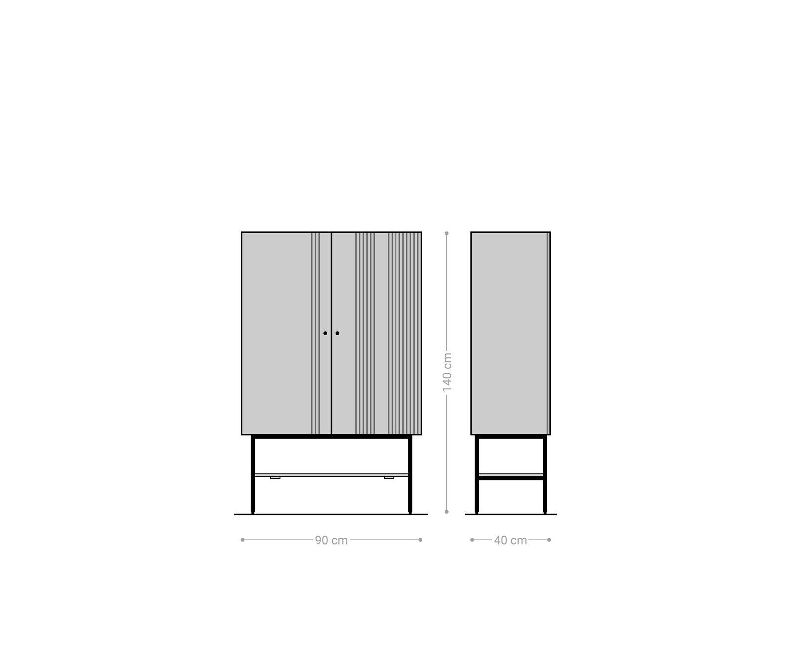 Highboard Nestos 90x140 cm Mango White Wash Metall Schwarz 2 Türen 6