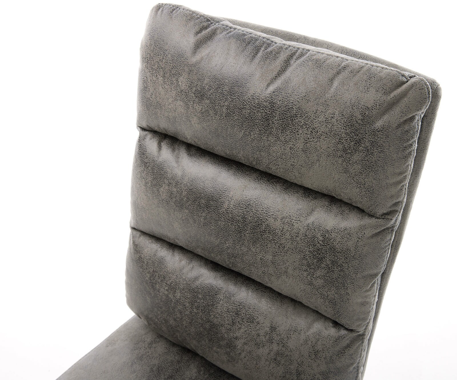 Chaise-pivotante Pela-Flex microvelours gris antique pied croisé large acier inoxydable brossé pivotement sur 360° fonction bascule ressorts ensachés 3