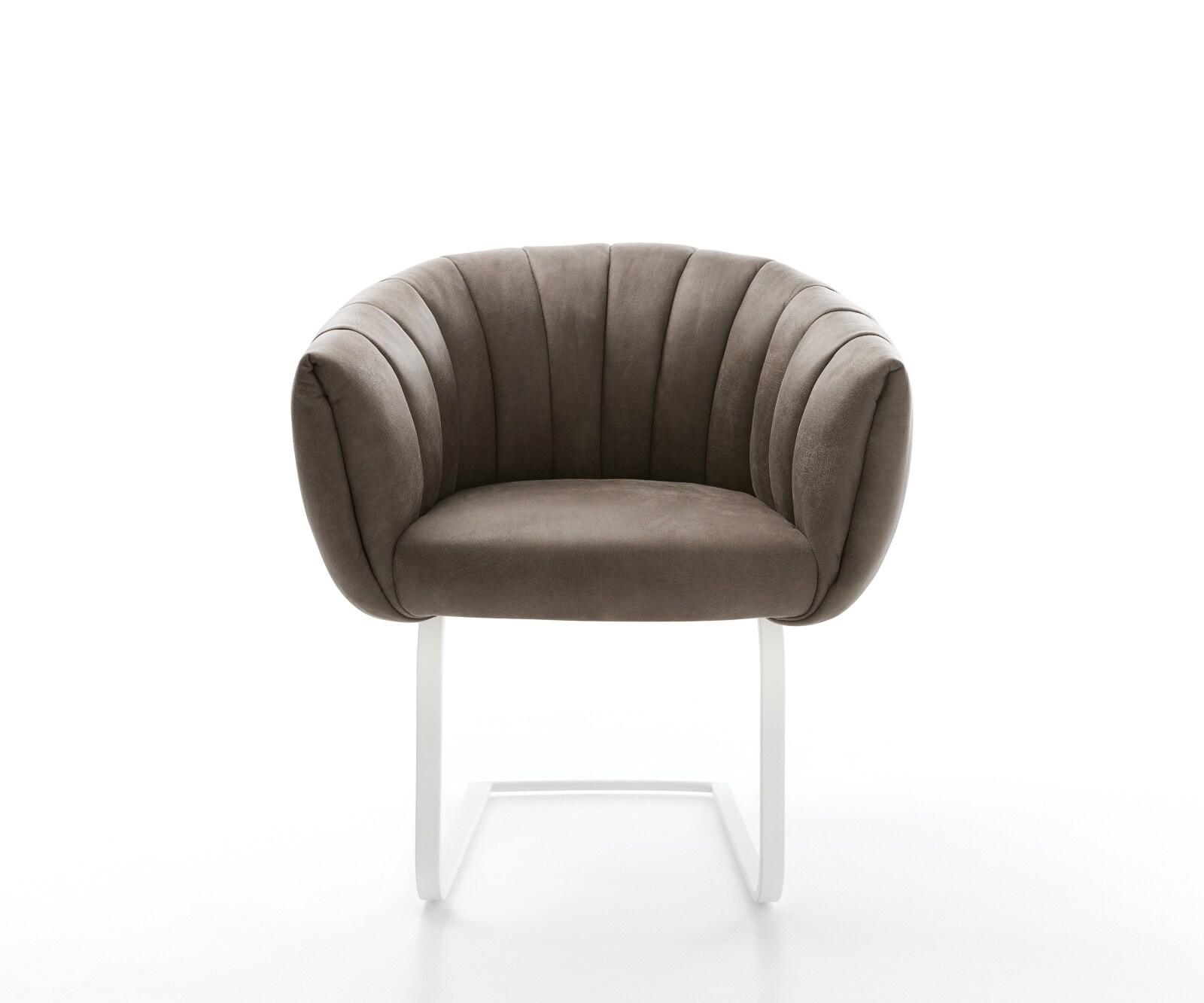 Cantilever Jada-Flex microvelours taupe vintage pied cantilever plat blanc ressorts ensachés 1