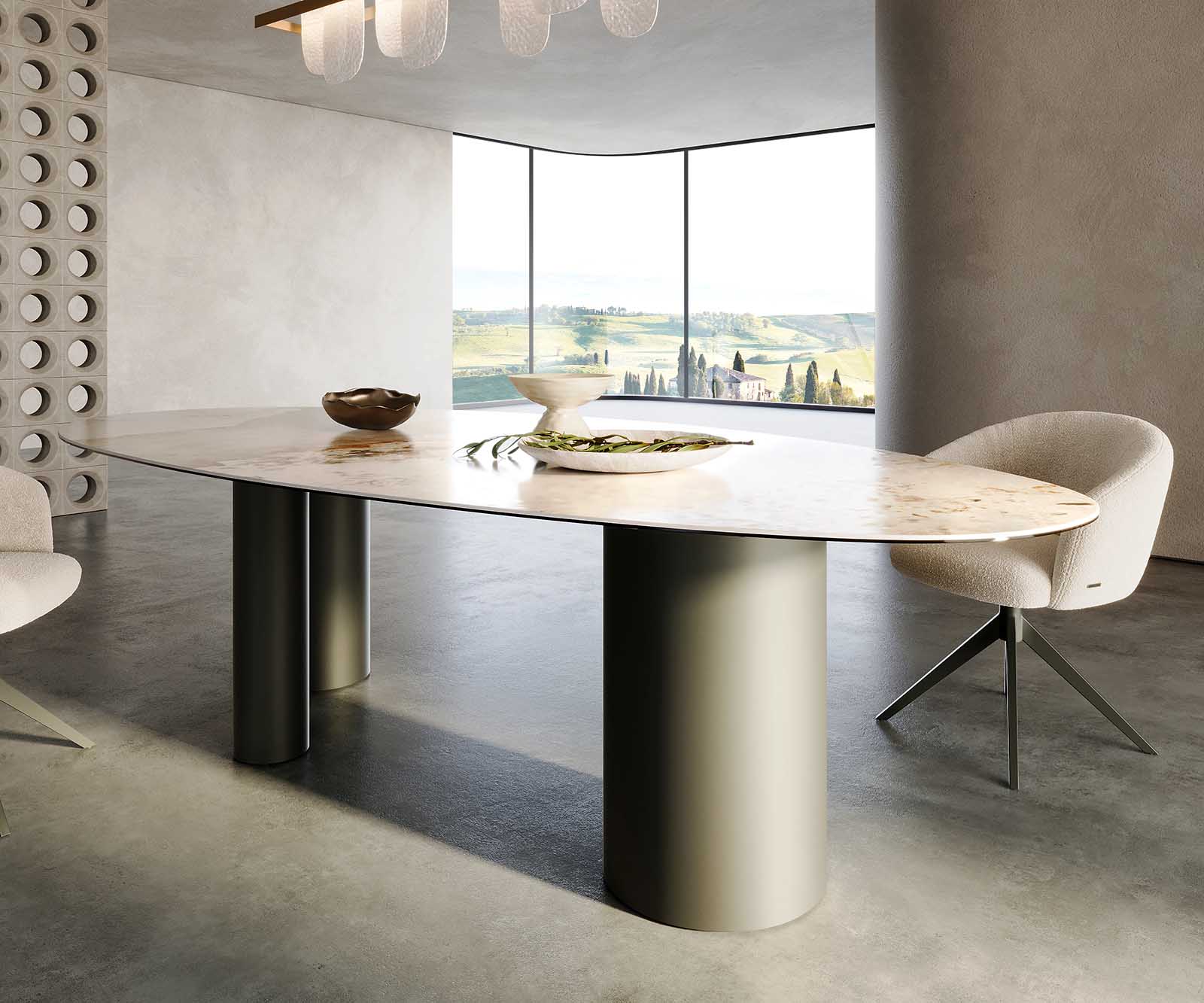 Esstisch Edge Oval 280x130 Keramik Minas Melange Weiß-Beige Troa Metall Effektfinish Titan 5 Esstisch Edge Oval 280x130 Keramik Minas Melange Weiß-Beige Troa Metall Effektfinish Titan 5