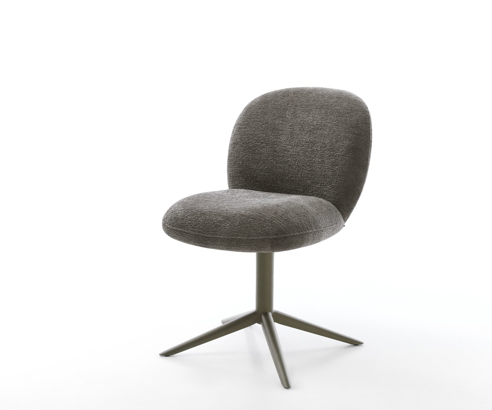 Chaise-pivotante Nube-Flex bouclé doux couleur boue pied de chaise 4 branches aspect titane pivotement sur 360° fonction bascule resorts ensachés