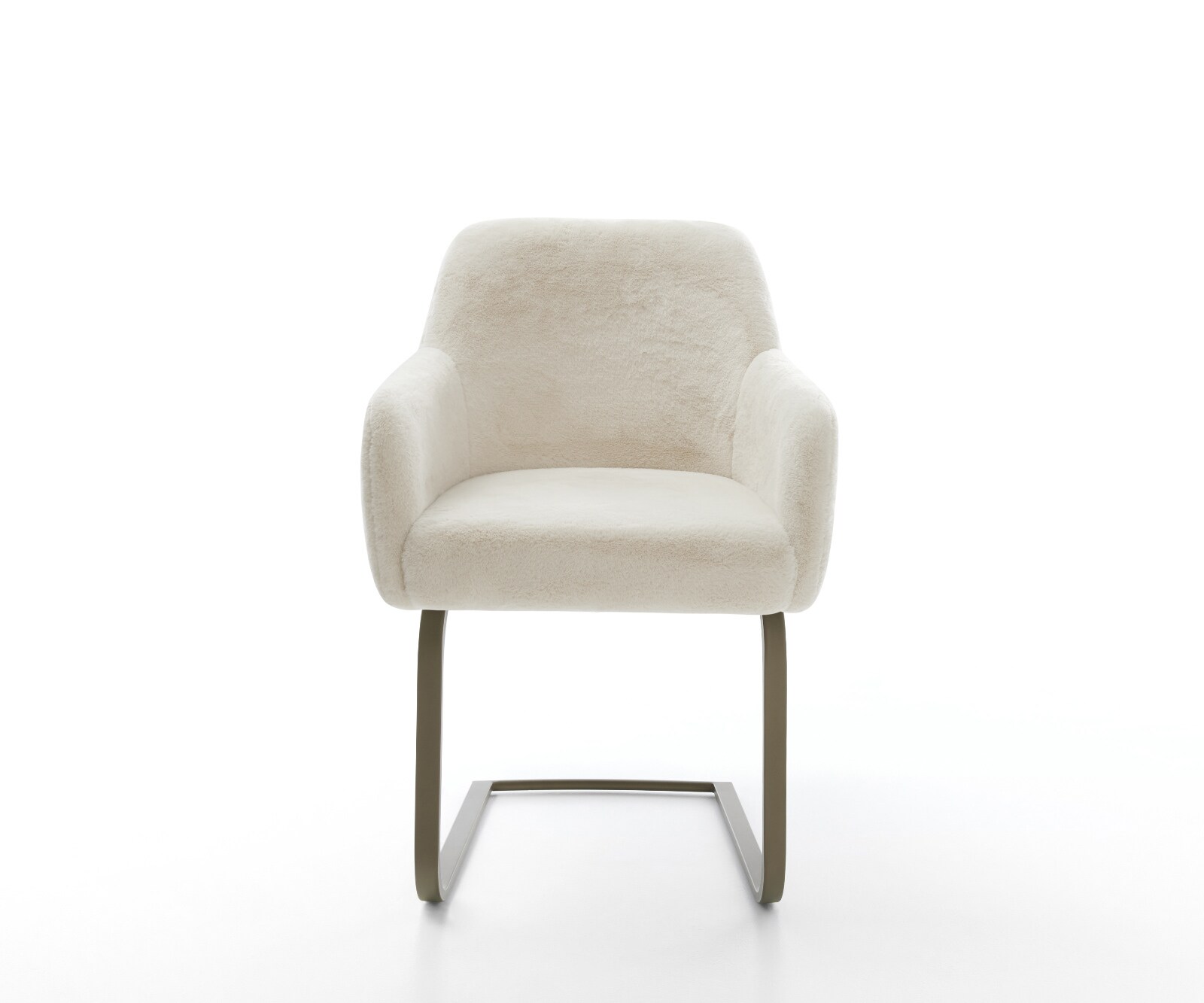 Freischwinger Greg-Flex Plüsch Creme-Weiß Freischwinger flach Effektfinish Titan Taschenfederkern 1