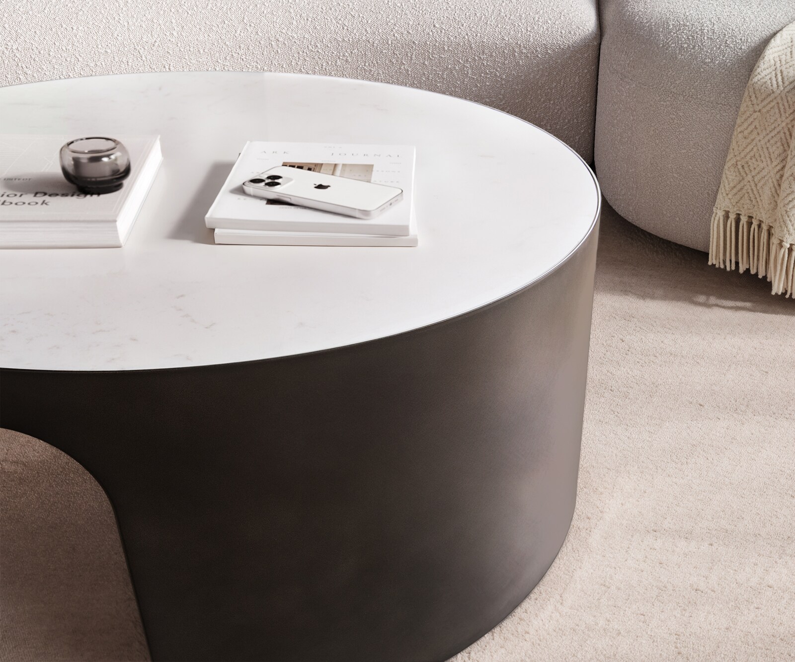 Couchtisch Alerio 90x90 cm Marmor Weiß Metall Black Antique 3