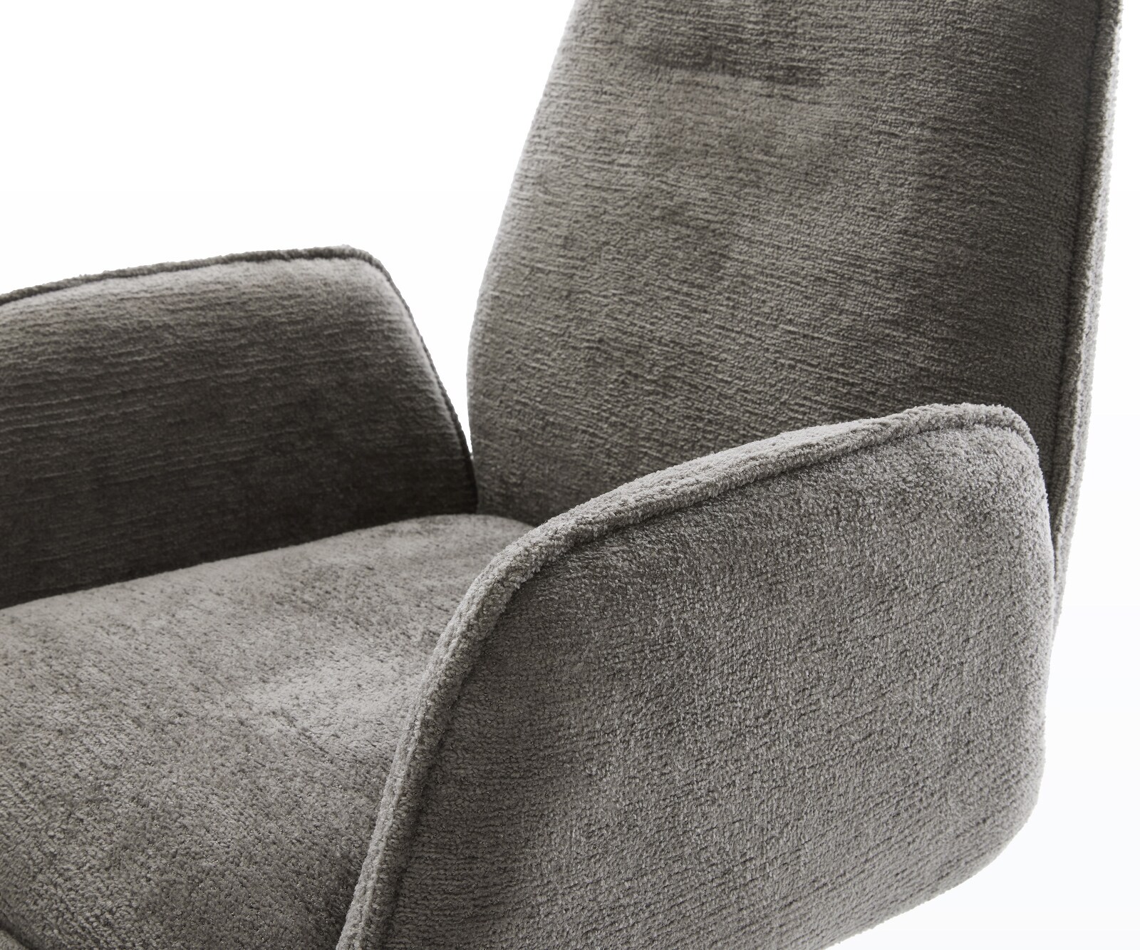 Chaise-de-salle-à-manger Zoa-Flex bouclé doux couleur boue pied trapèze noir resorts ensachés 3