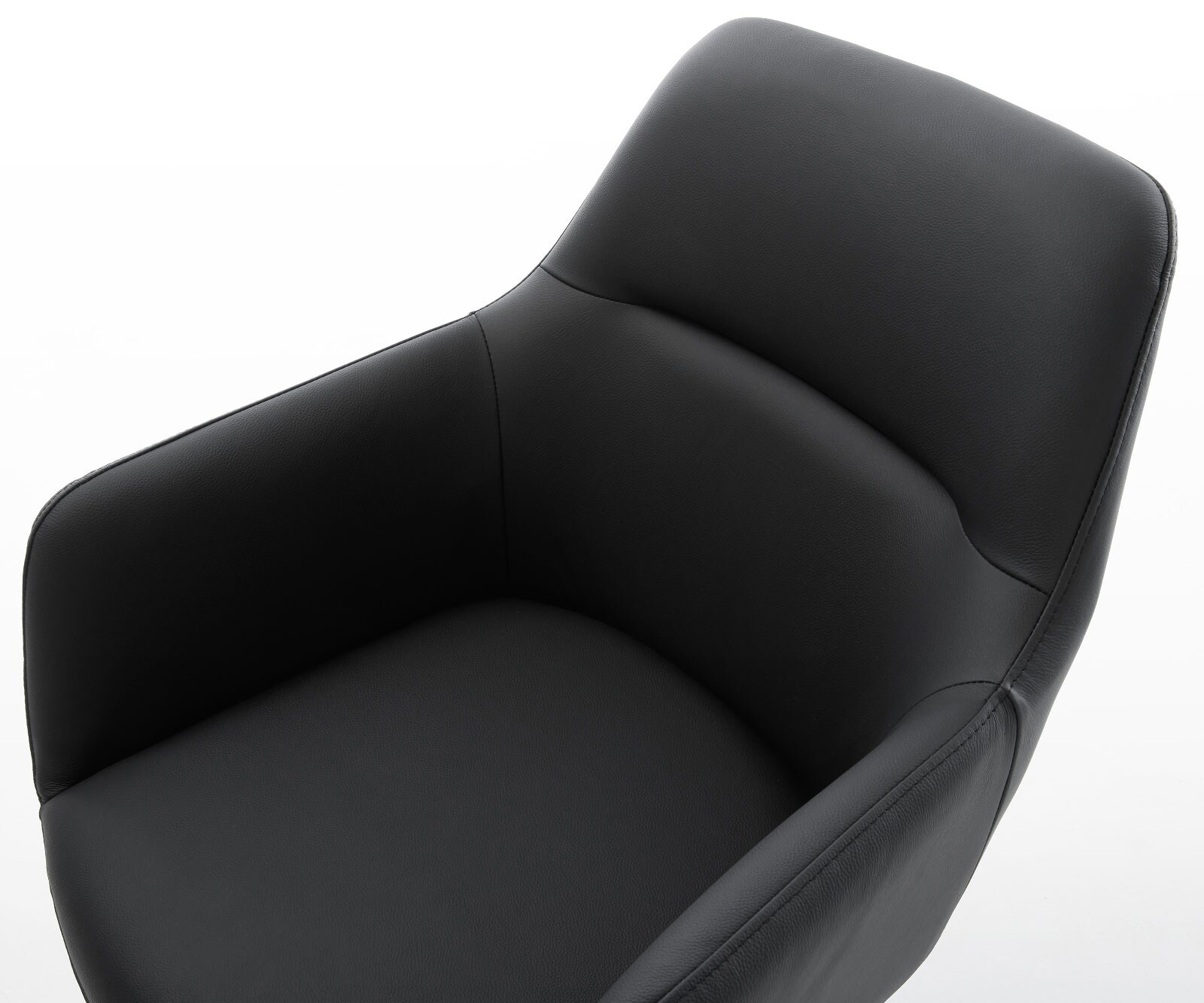 Chaise-de-salle-à-manger Pejo-Flex cuir de vache noir 4 pieds coniques acier inoxydable brossé ressorts ensachés 4