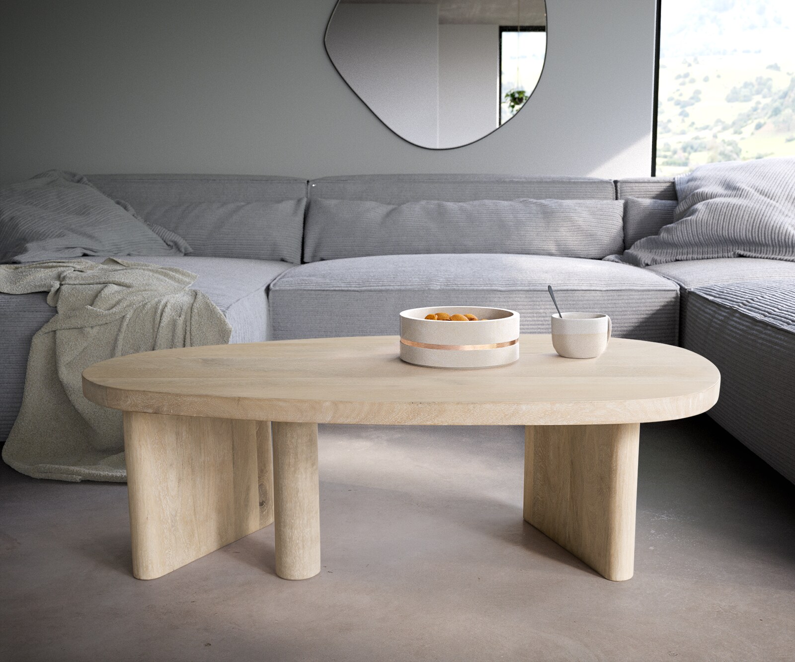 Couchtisch Wido 110x50 cm Mango White Wash 1