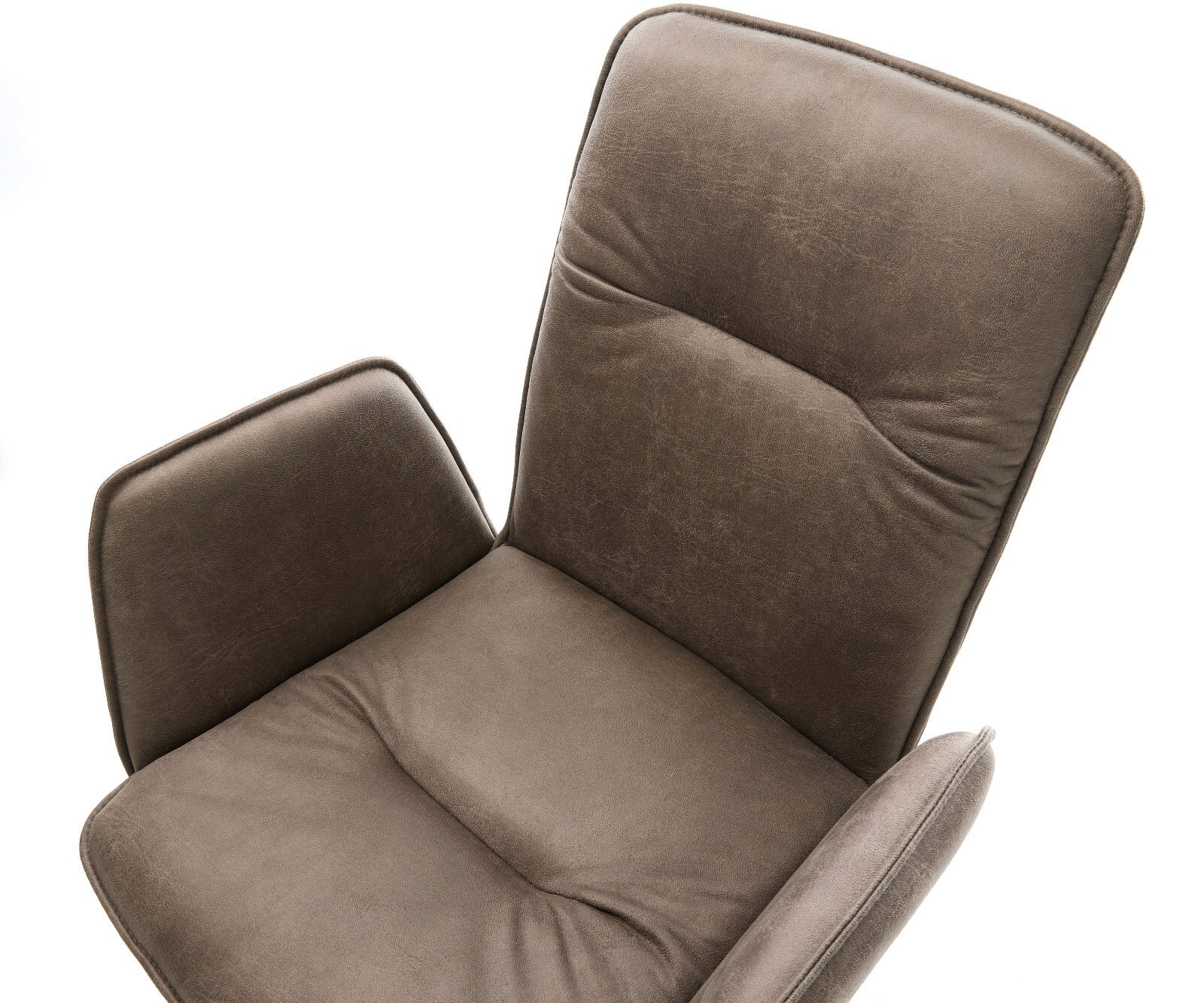 Drehstuhl Vinja-Flex Mikrofaser Taupe Vintage Kreuzgestell breit Edelstahl 360° drehbar Wippfunktion 3