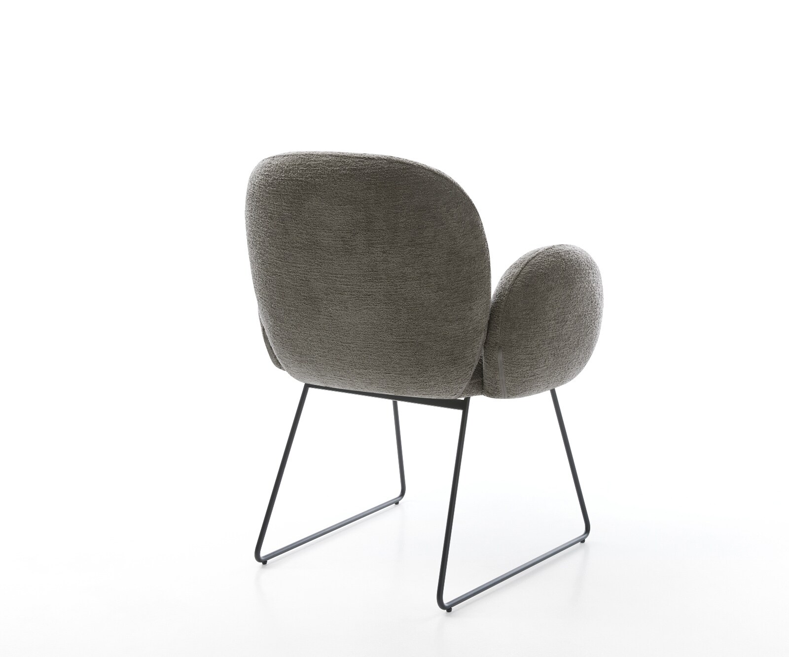 Esszimmerstuhl Nube-Flex mit Armlehnen Bouclé Soft Schlamm Kufengestell Schwarz Taschenfederkern 5