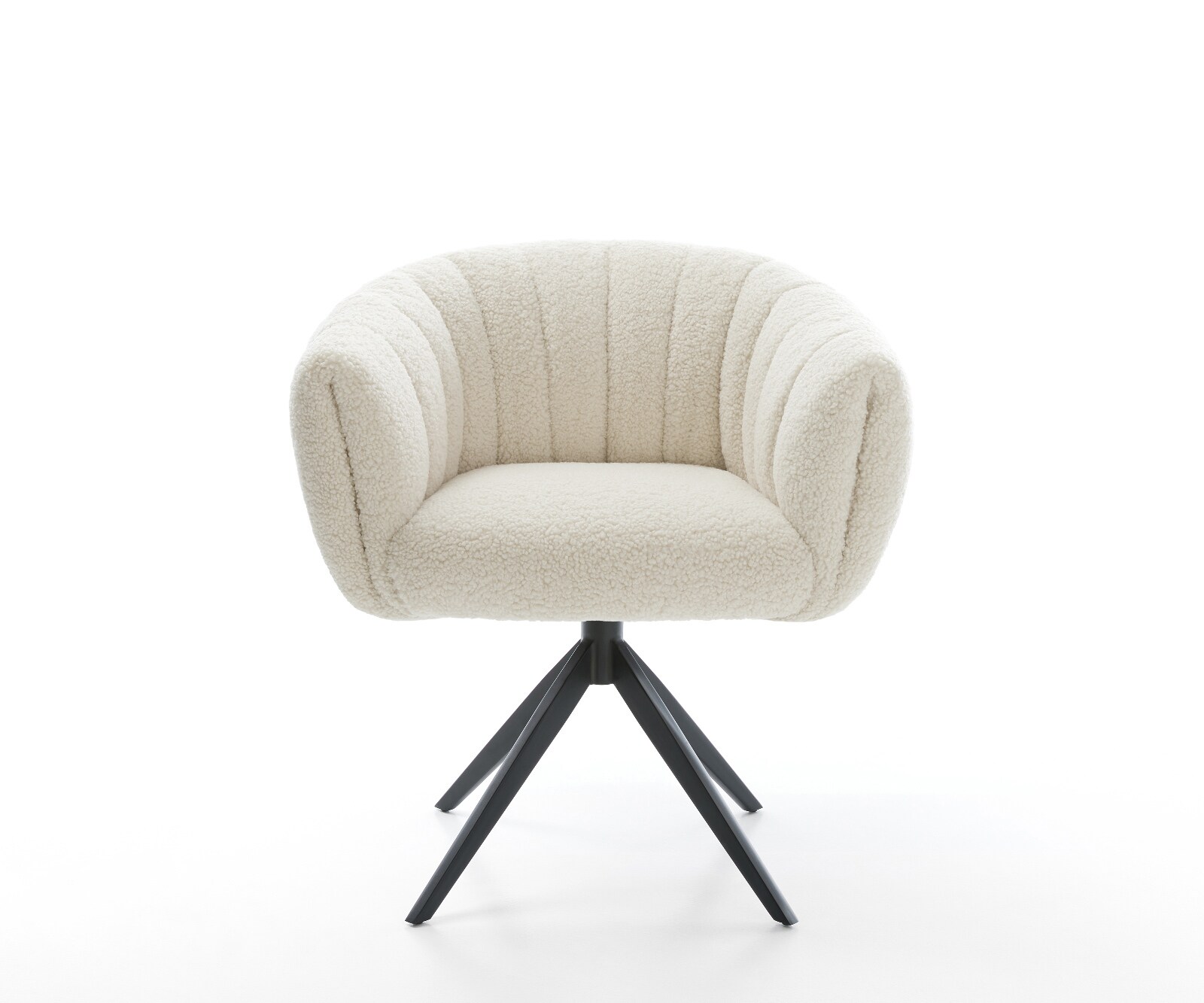 Drehstuhl Jada-Flex Teddystoff Beige Kreuzgestell breit Schwarz 360° drehbar Wippfunktion Taschenfederkern 2