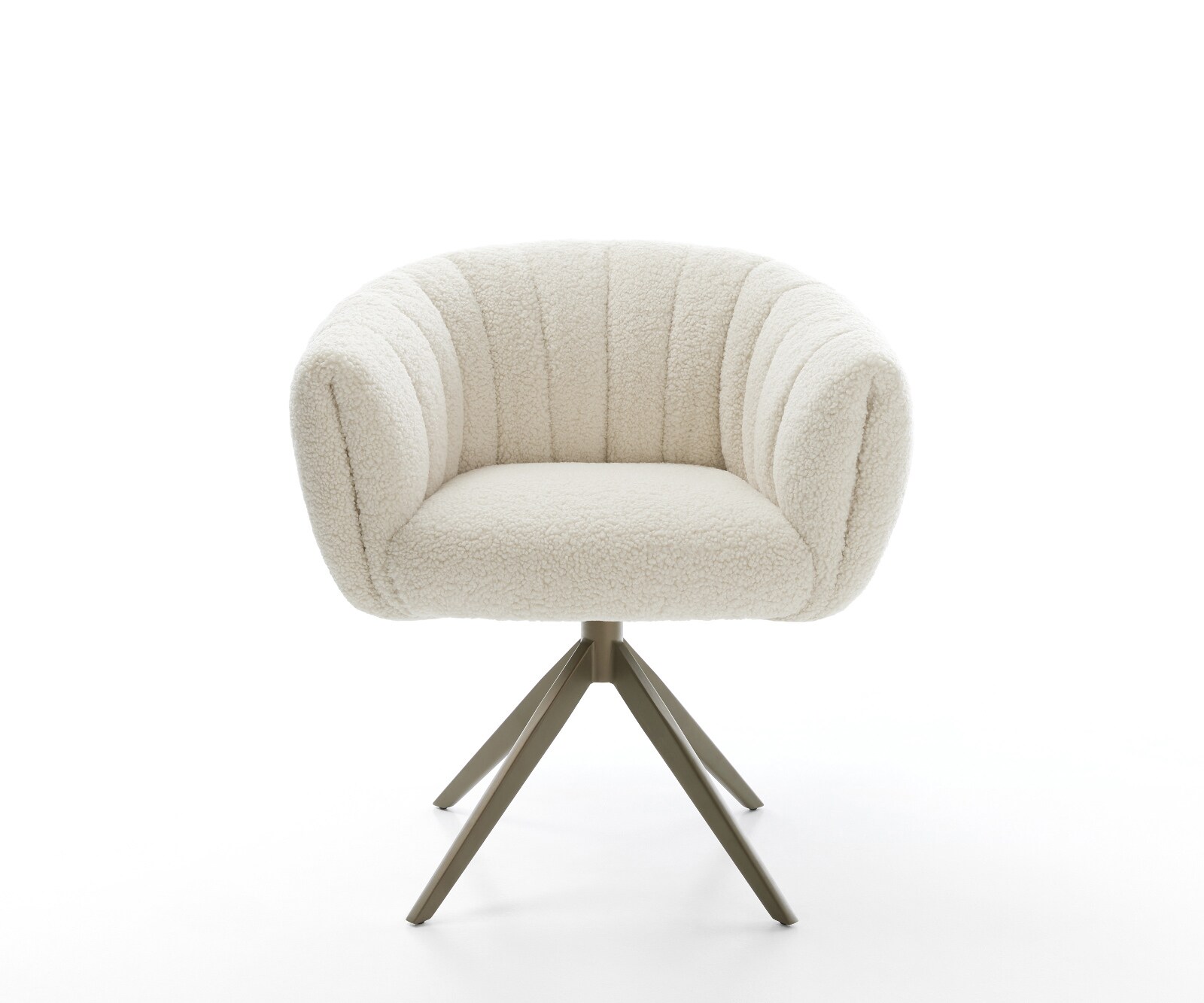 Chaise-pivotante Jada-Flex tissu teddy beige pied croisé large aspect titane pivotement sur 360° fonction bascule ressorts ensachés 1