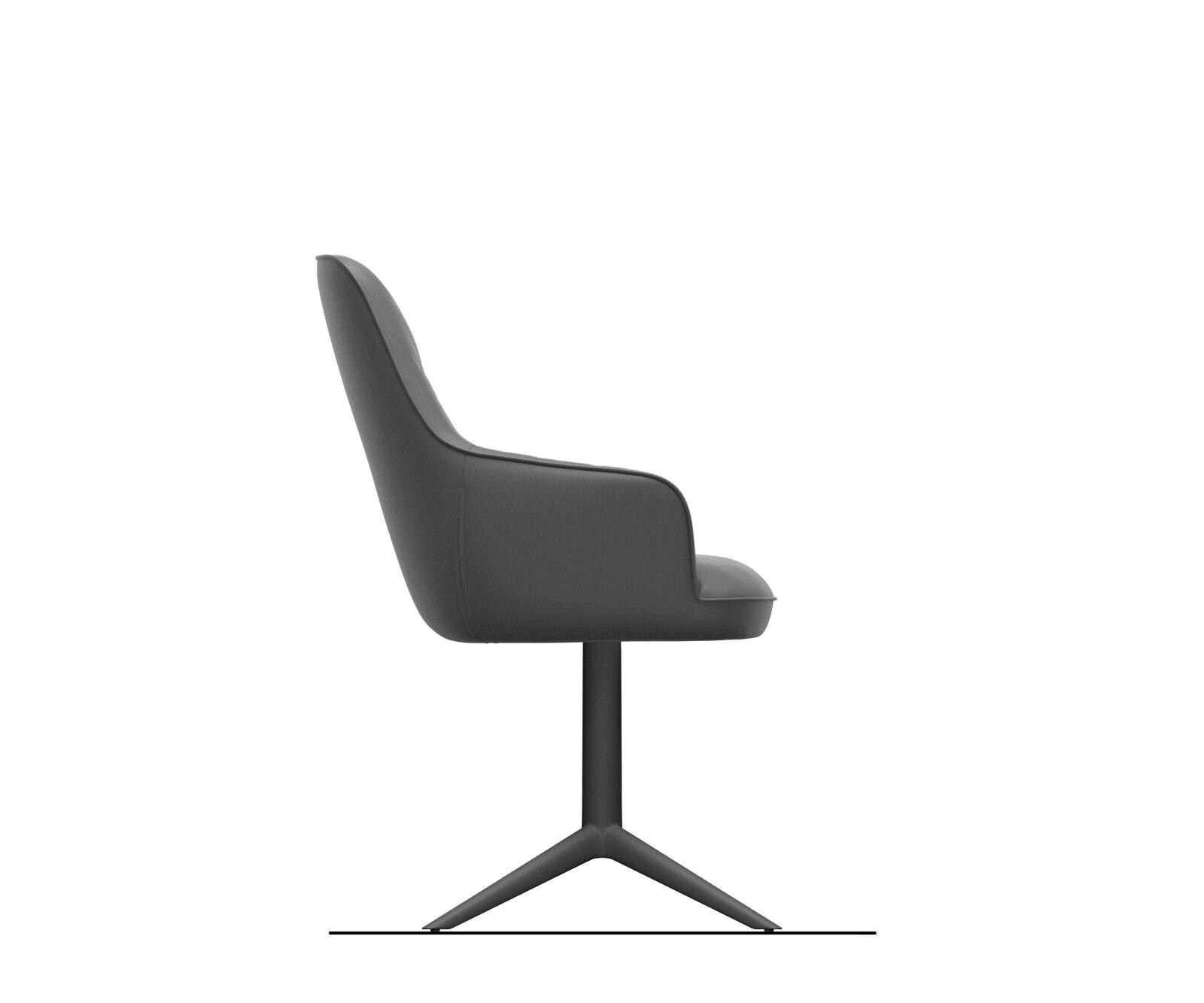 Drehstuhl Zelia-Flex mit Armlehnen Strukturstoff Soft Grau Fußkreuz Effektfinish Titan 360° drehbar Wippfunktion Taschenfederkern 9