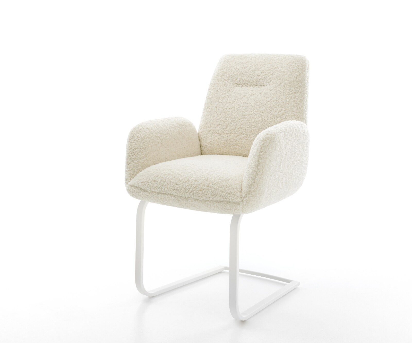 Freischwinger Zoa-Flex Teddystoff Beige Freischwinger flach Weiß Taschenfederkern