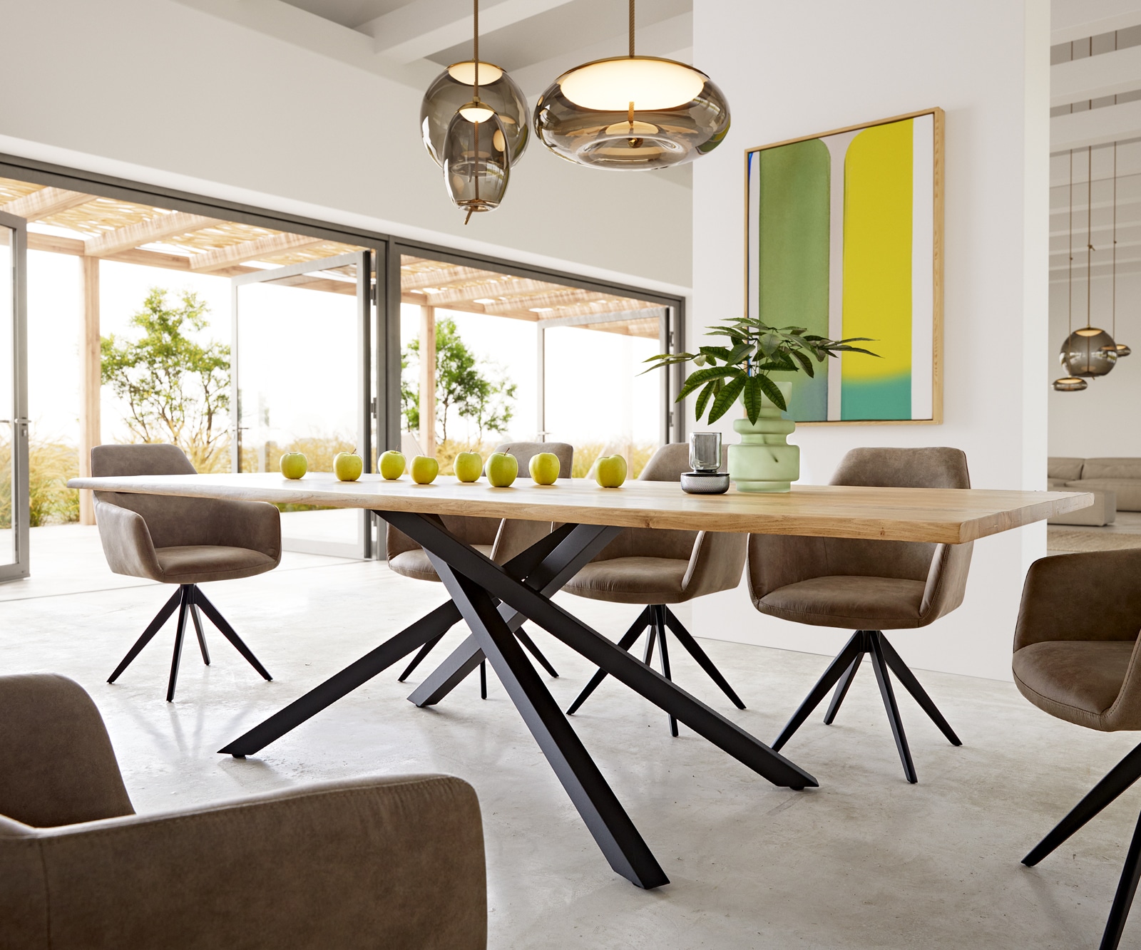 Esstisch Edge 260x100x2,5-3 Eiche Natur Kreuzgestell Rechteck Schwarz Live-Edge 5 Esstisch Edge 260x100x2,5-3 Eiche Natur Kreuzgestell Rechteck Schwarz Live-Edge 5