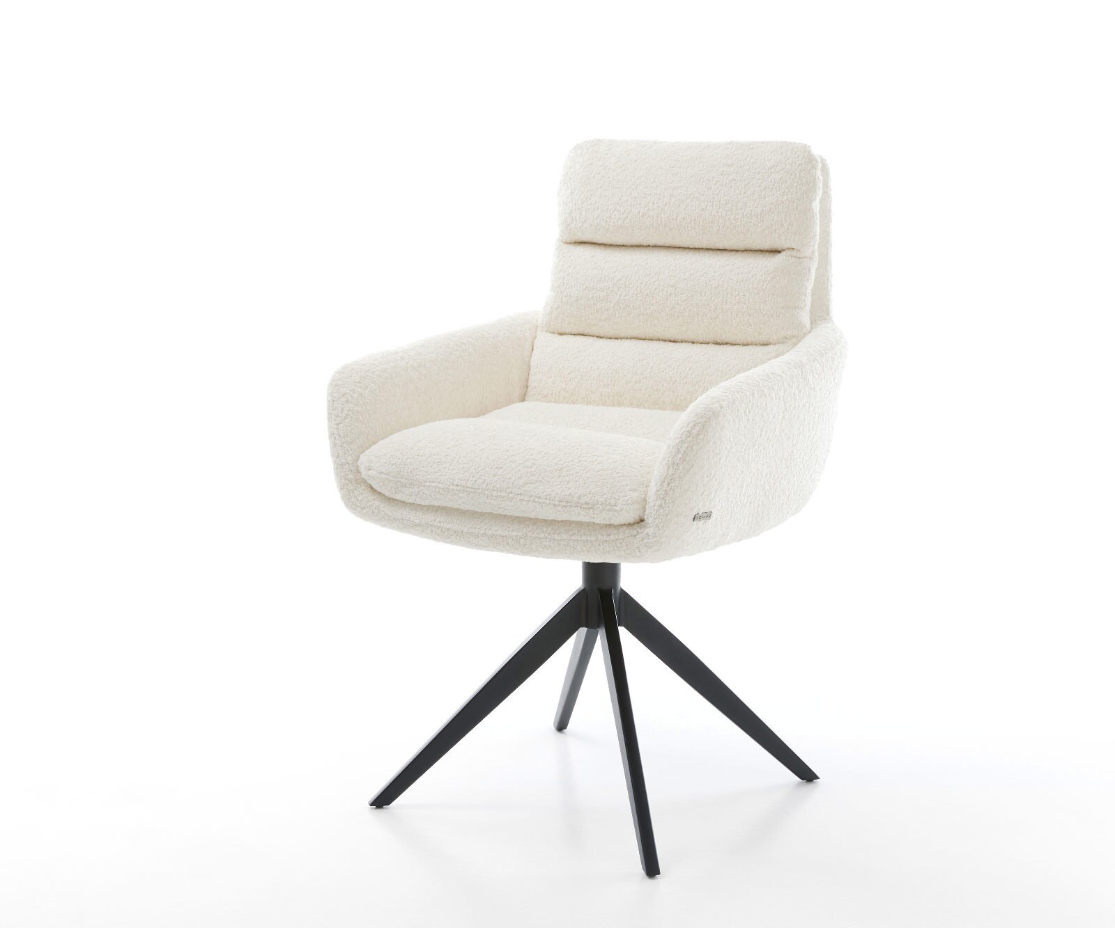 Chaise-pivotante Abelia-Flex bouclé blanc pied croisé large noir pivotement sur 360° fonction bascule