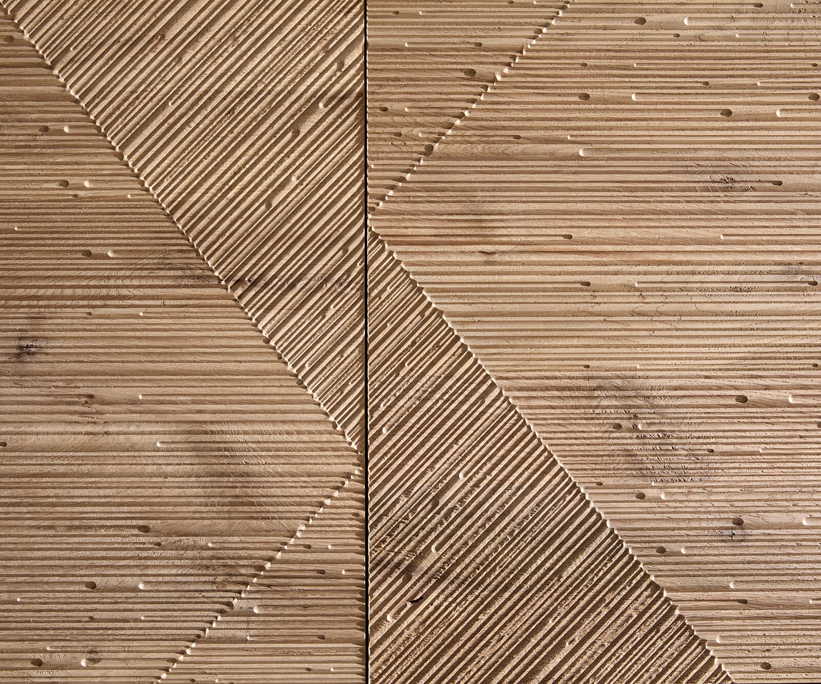 Sideboard Tereos 200 cm Eiche Natur 3D Effekt 4 Türen Winkelfuß Edelstahl gebürstet 4