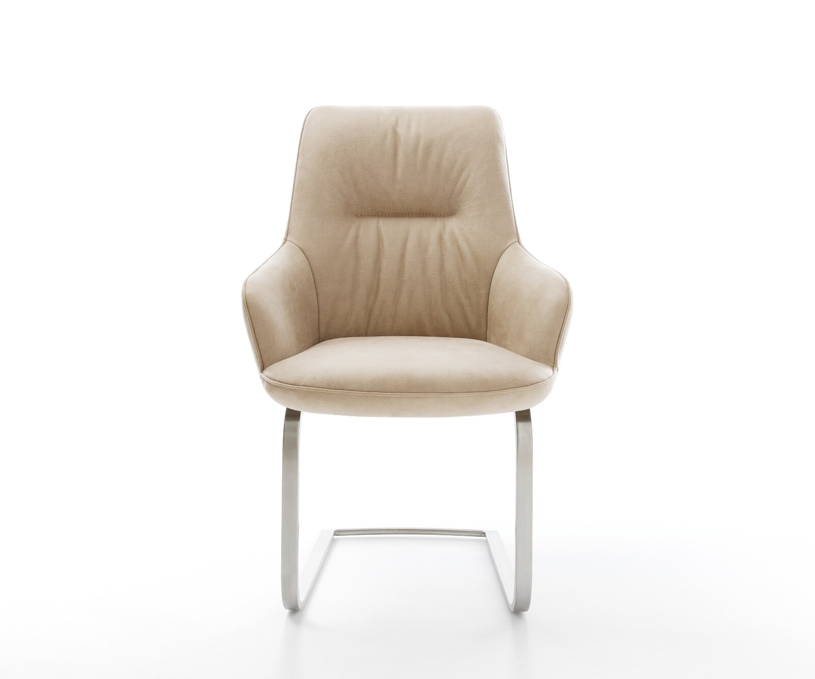 Cantilever Zelia-Flex avec accoudoirs microfibre beige vintage pied cantilever plat acier inoxydable ressorts ensachés 2