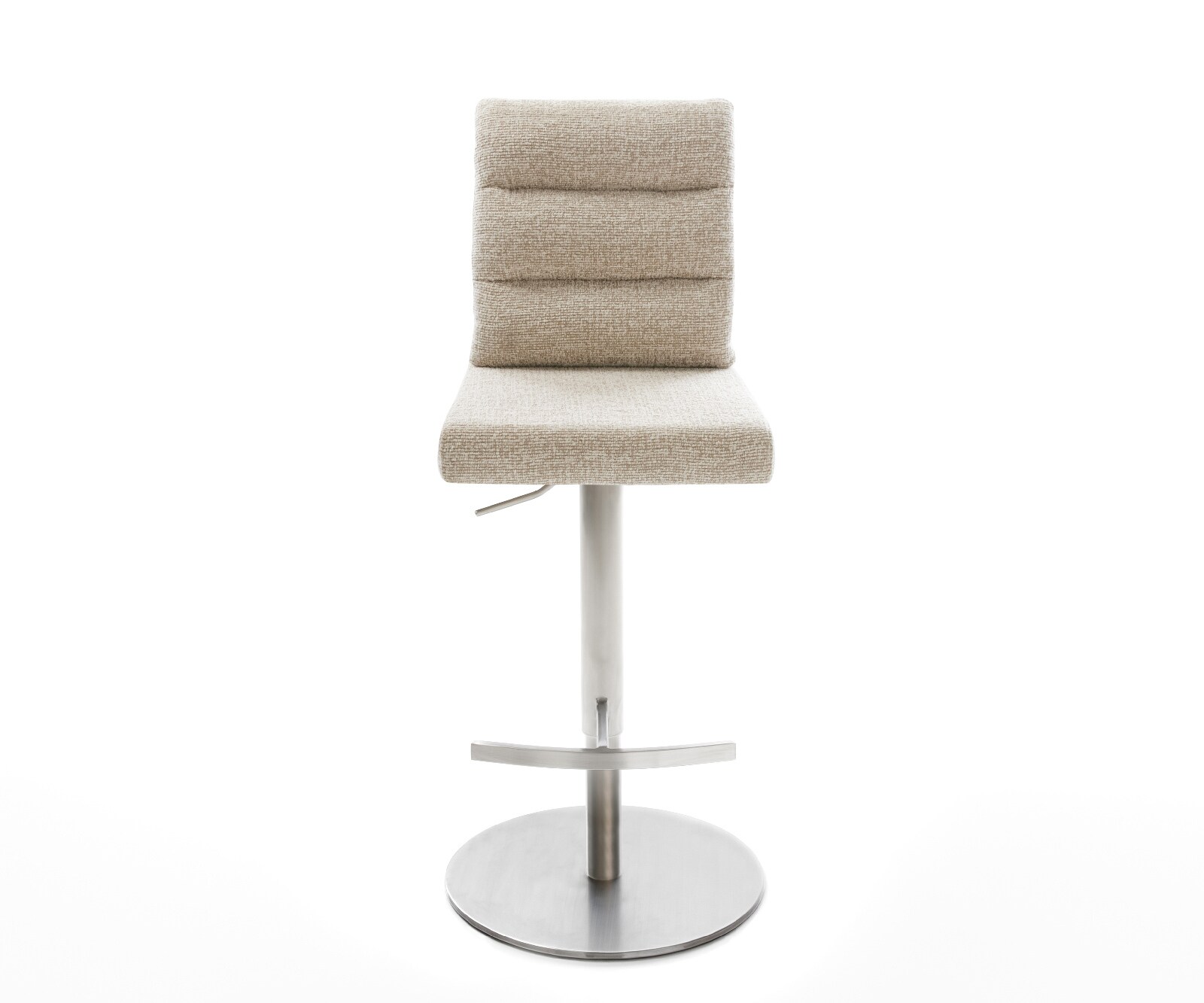 Barstuhl Pela-Flex Webstoff Soft Beige Drehfuß höhenverstellbar Edelstahl Silberfarben 2