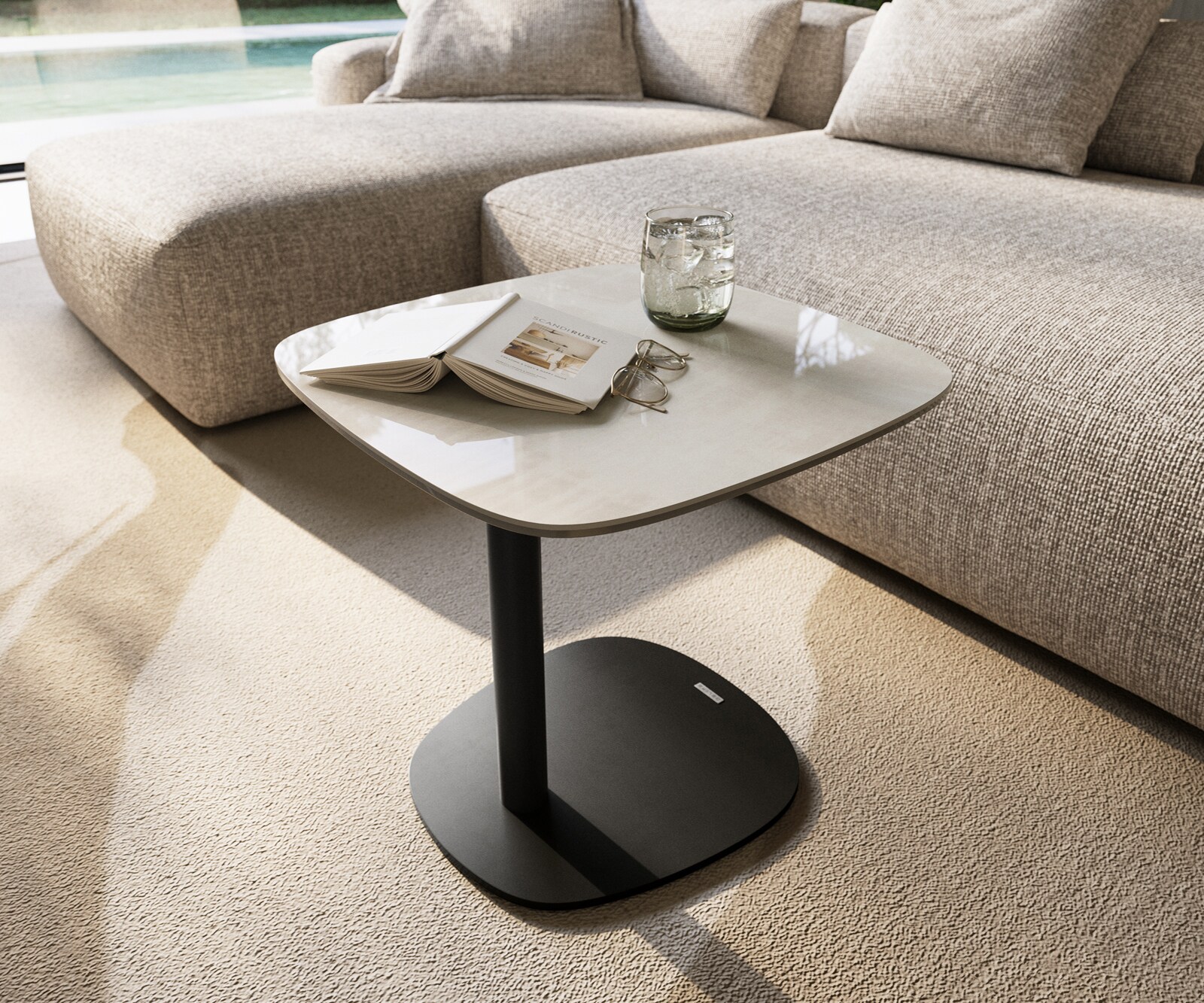 Beistelltisch Edge Boot 50x50 cm Keramik Onyx Champagne Eleny Metall Schwarz 6