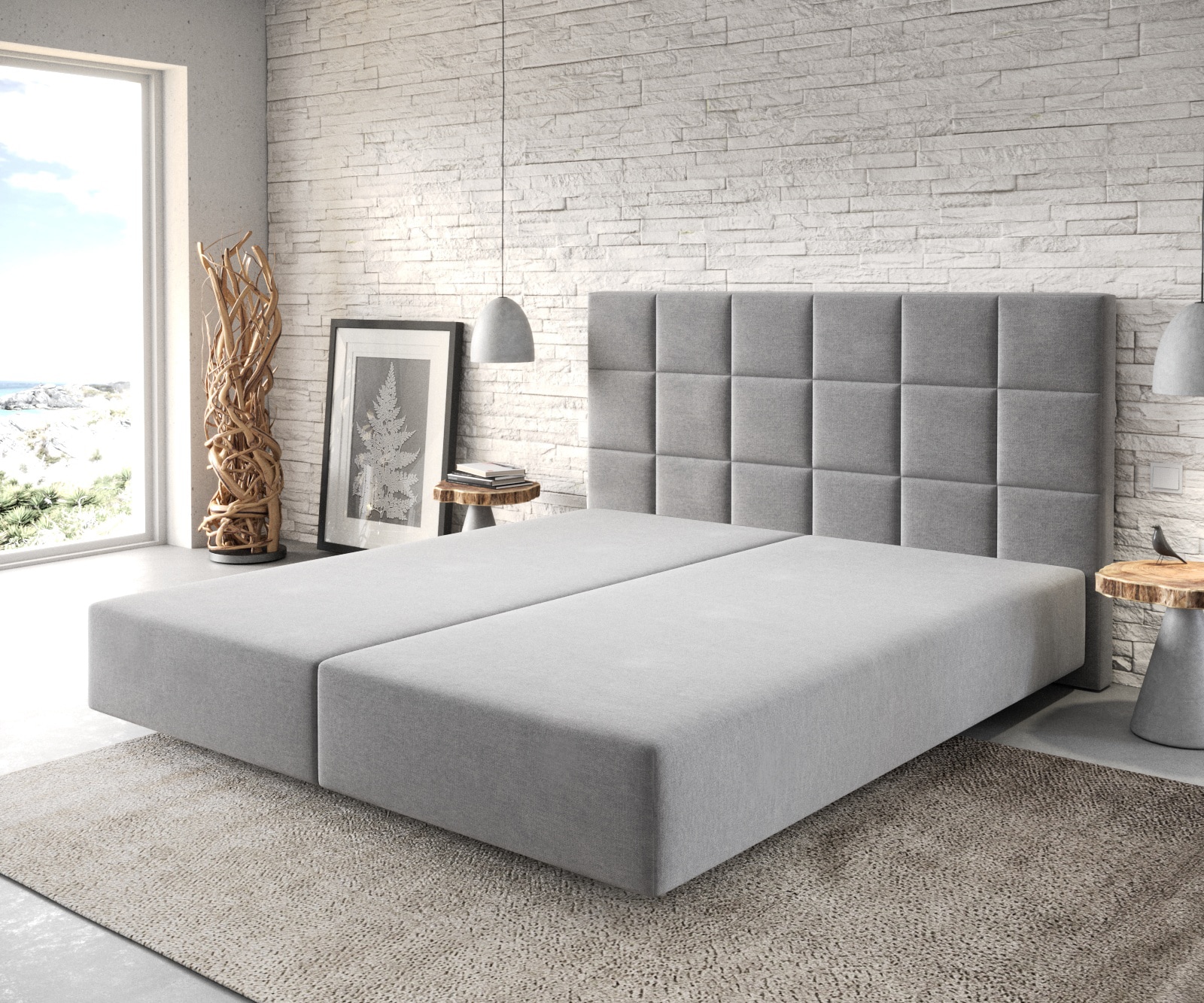Boxspringgestell Dream-Fine 180x200 cm Mikrofaser Grau 1