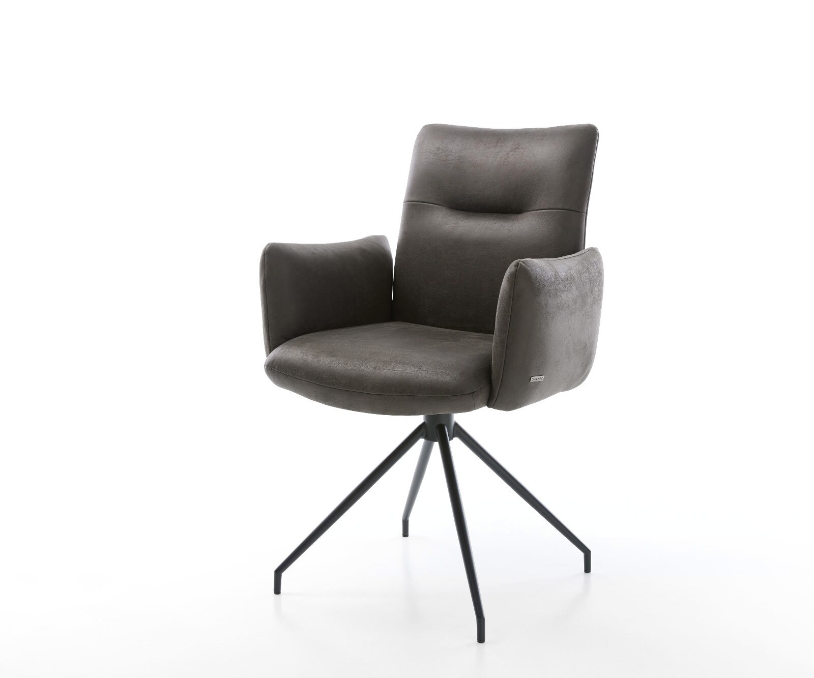 Chaise-pivotante Jova-Flex avec accoudoirs microvelours anthracite vintage pied croisé conique noir pivotement sur 180° ressorts ensachés 1