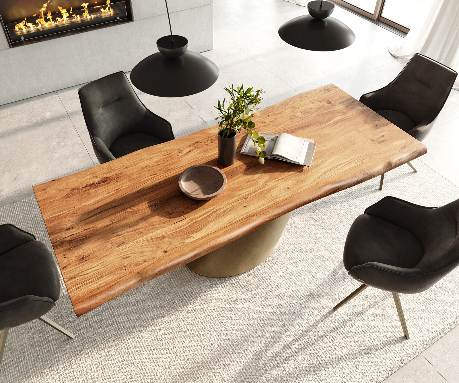 Esstisch Edge 240x100 Akazie Natur Cono Metallic Gold Live-Edge 4