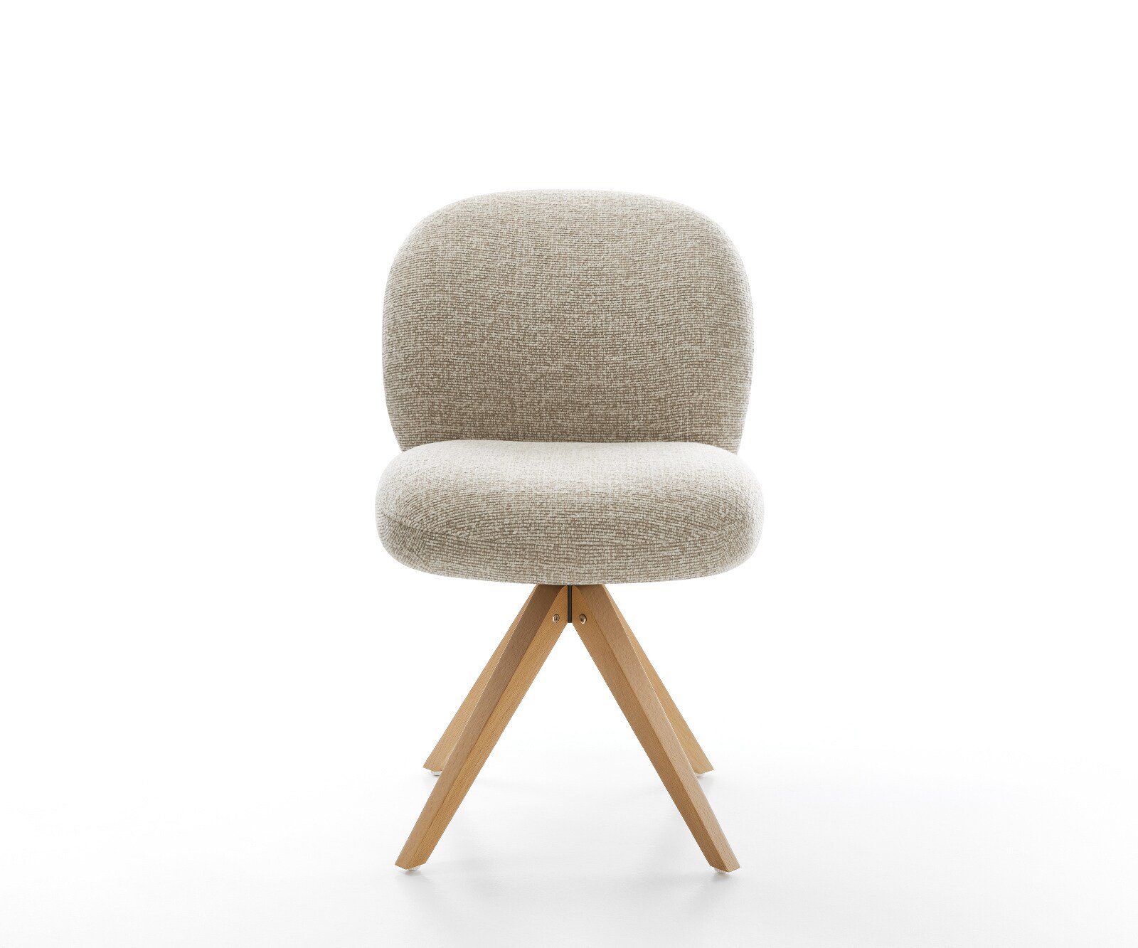 Drehstuhl Nube-Flex Webstoff Soft Beige Holzgestell kantig Natur 180° drehbar Taschenfederkern 1