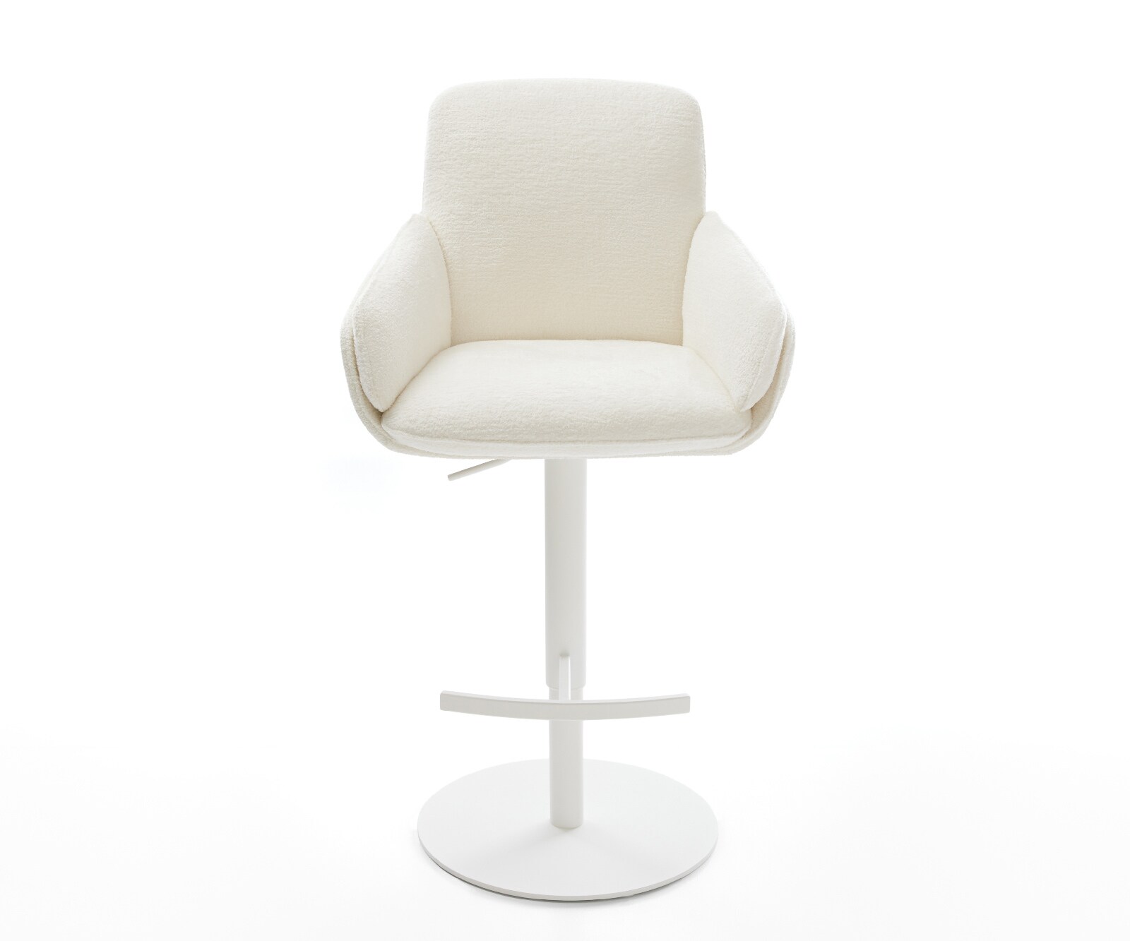 Barstuhl Luan-Flex Bouclé Soft Beige Drehfuß höhenverstellbar Metall Weiß 2